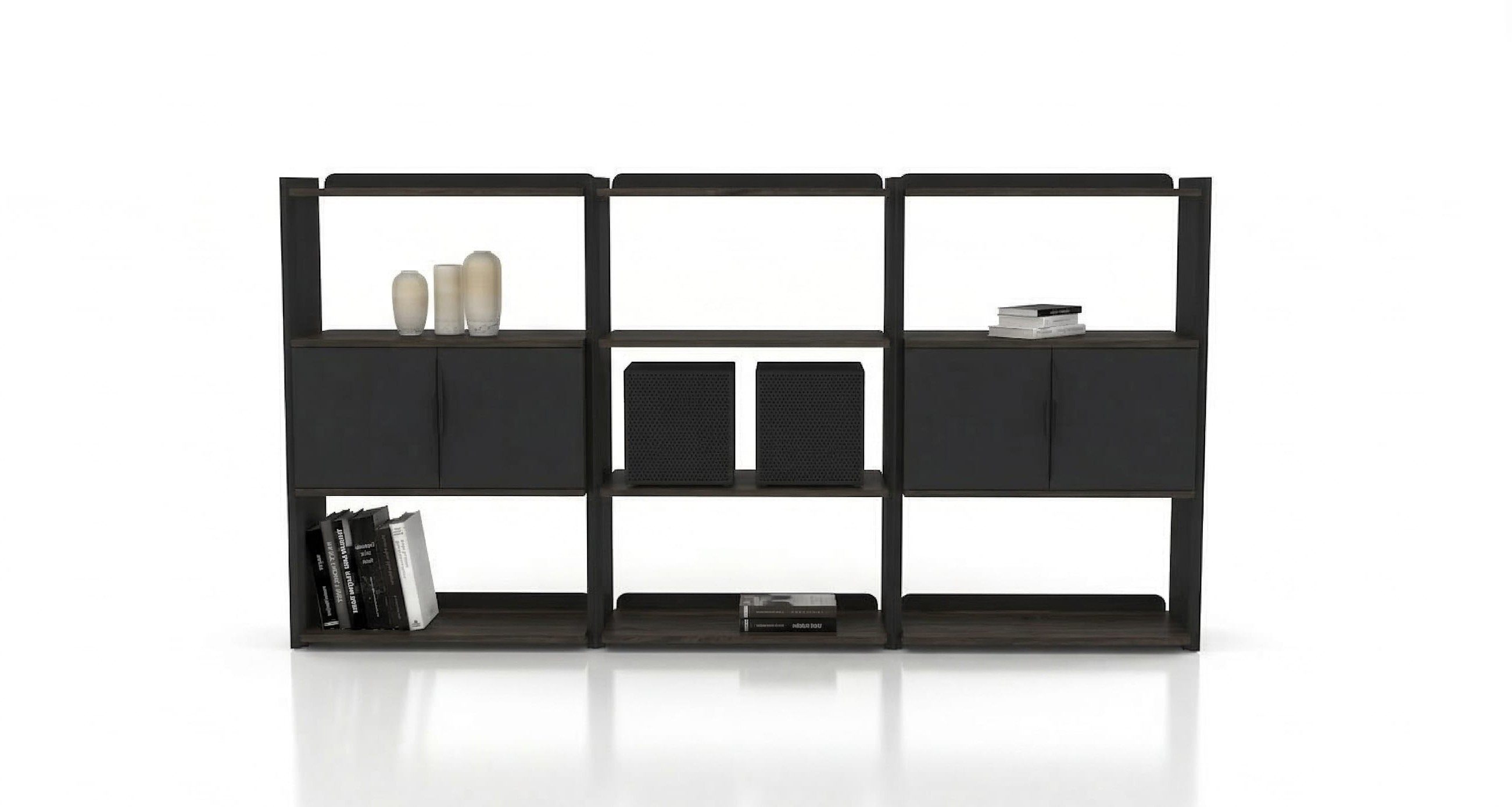 Xlmoebel Bücherregal Luxuriöses modernes Holzregal in Schwarz für das Wohnzimmer, 1-tlg., Made in Europa