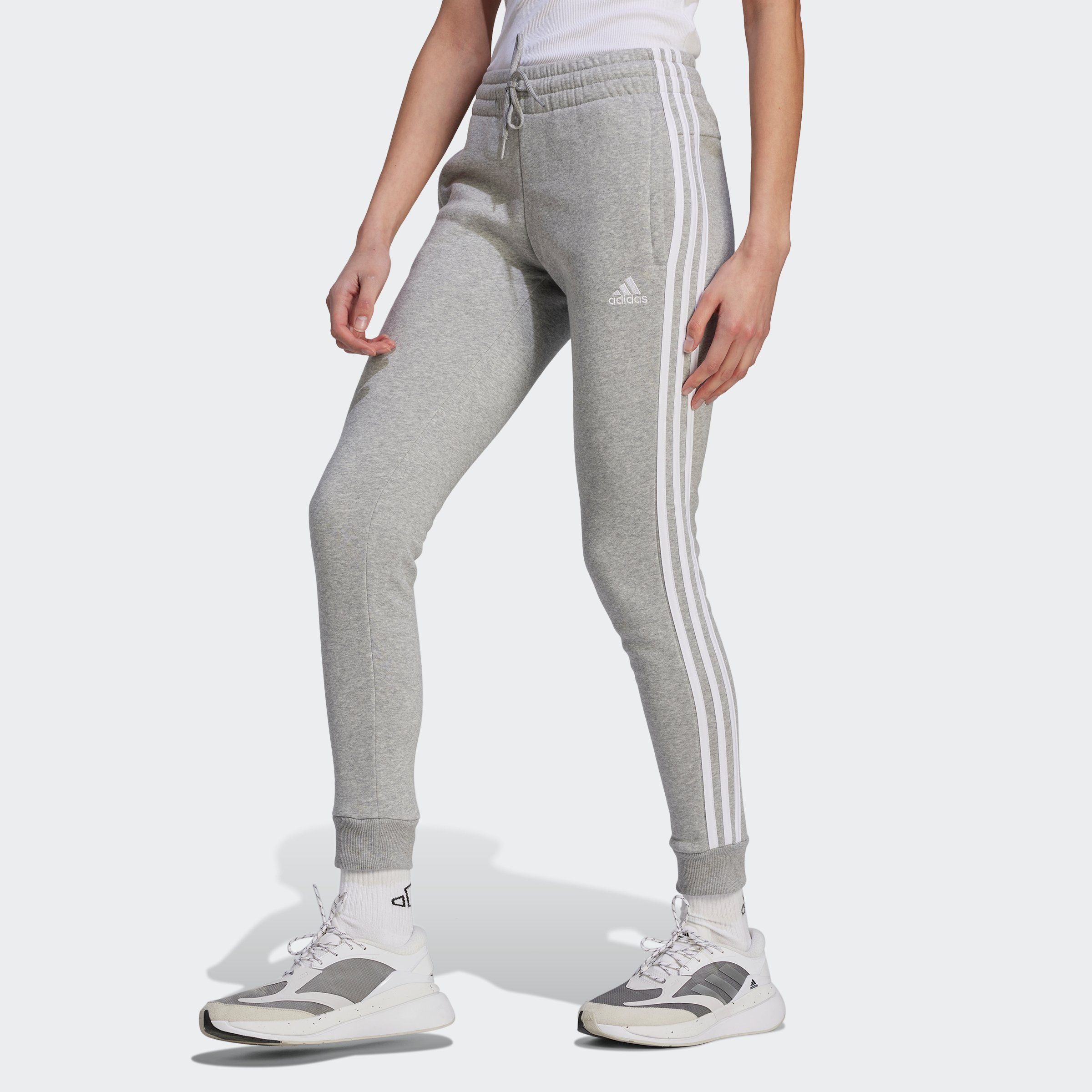 adidas Sportswear Sporthose ESSENTIALS 3STREIFEN (1-tlg) Medium Grey Heather / White