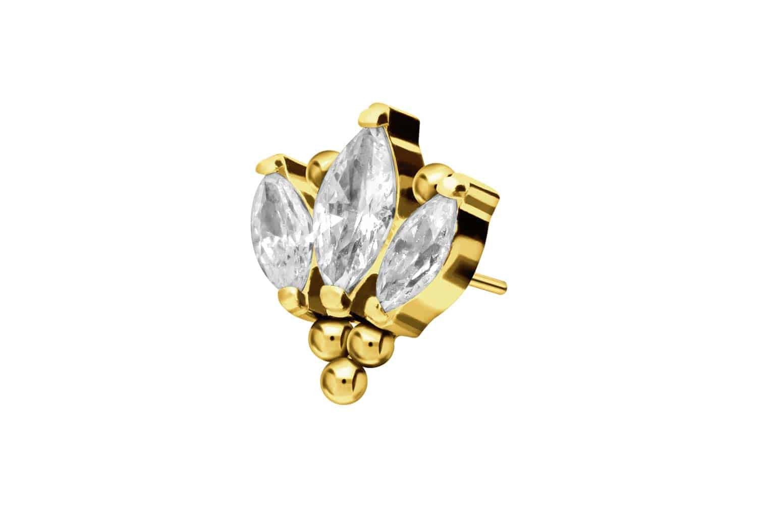 PIERCINGLINE Piercing-Set Titan Aufsatz mit Push Pin LOTUSBLÜTE + KUGELN (Push Pins, 1-tlg)