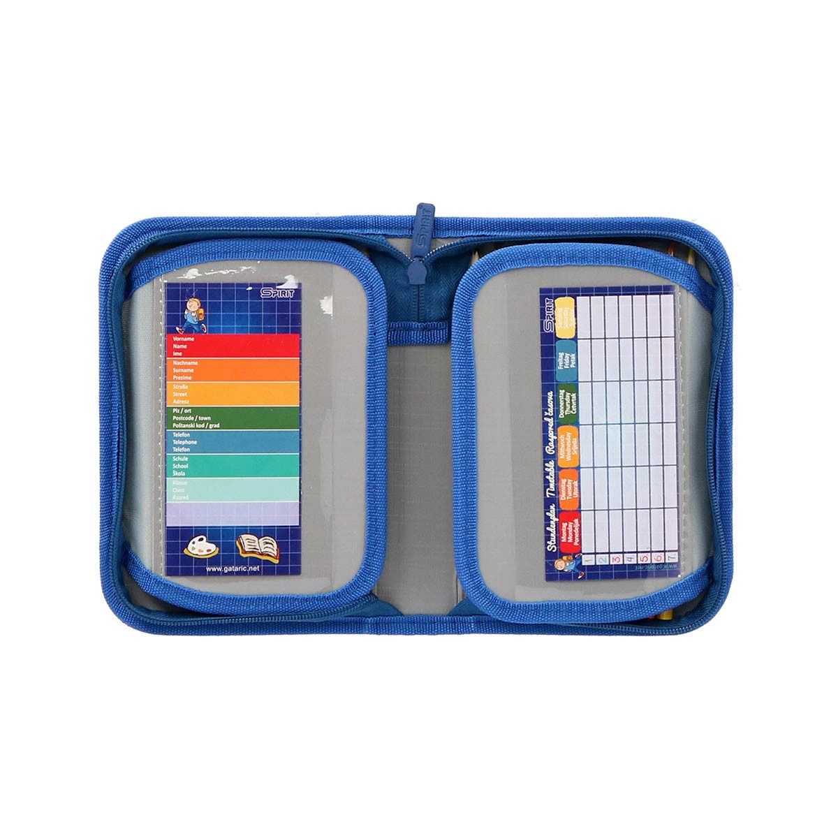 Spirit Federmäppchen SPIRIT Schüler Etui 28 teilig 1-Zipper Mäppchen ABS Blue Space