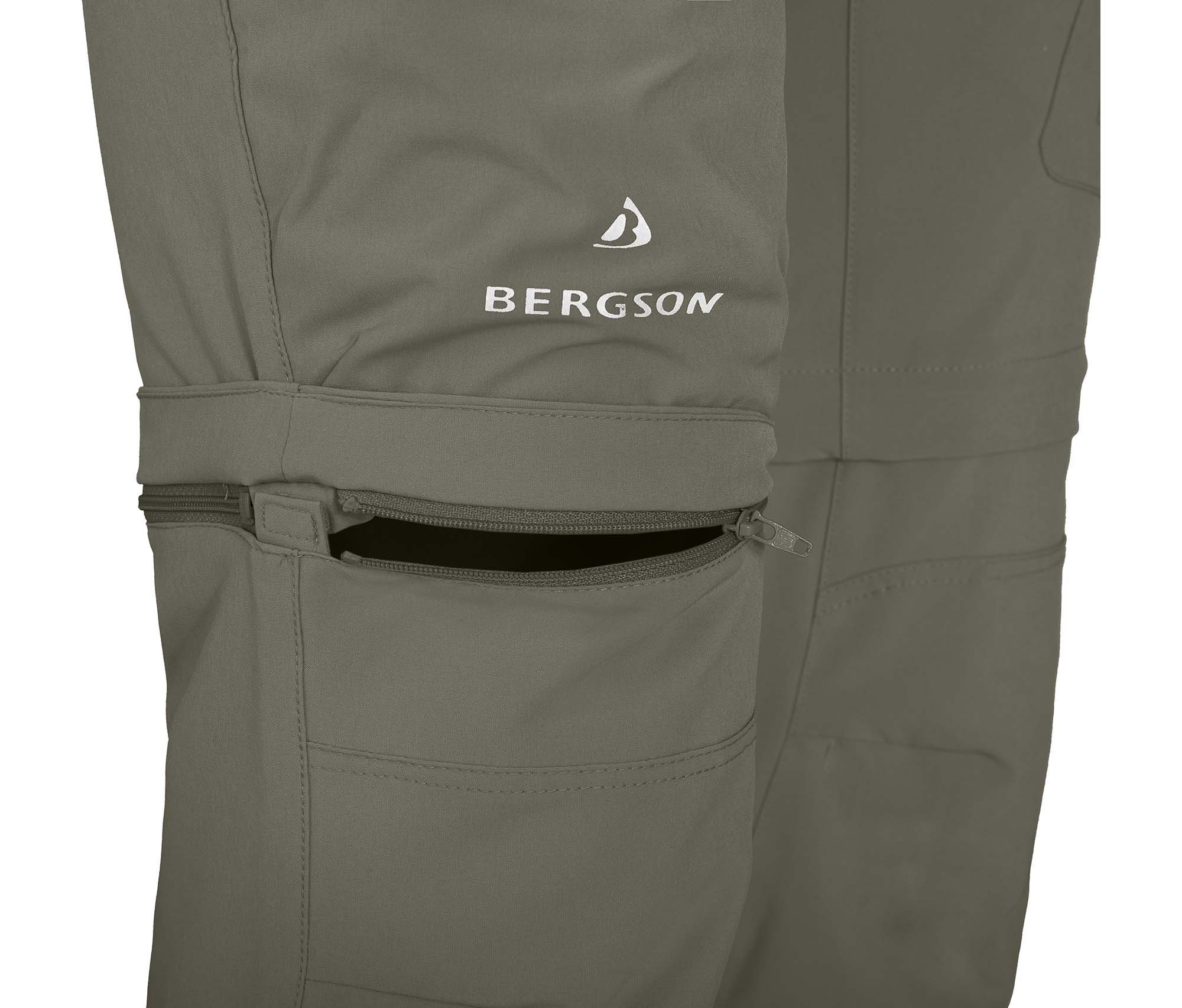 Taschen, Wanderhose, elastisch, Bermuda Herren Zipp-Off Bergson Normalgrößen, Zip-off-Hose FROSLEV grau/grün 8 recycelt,