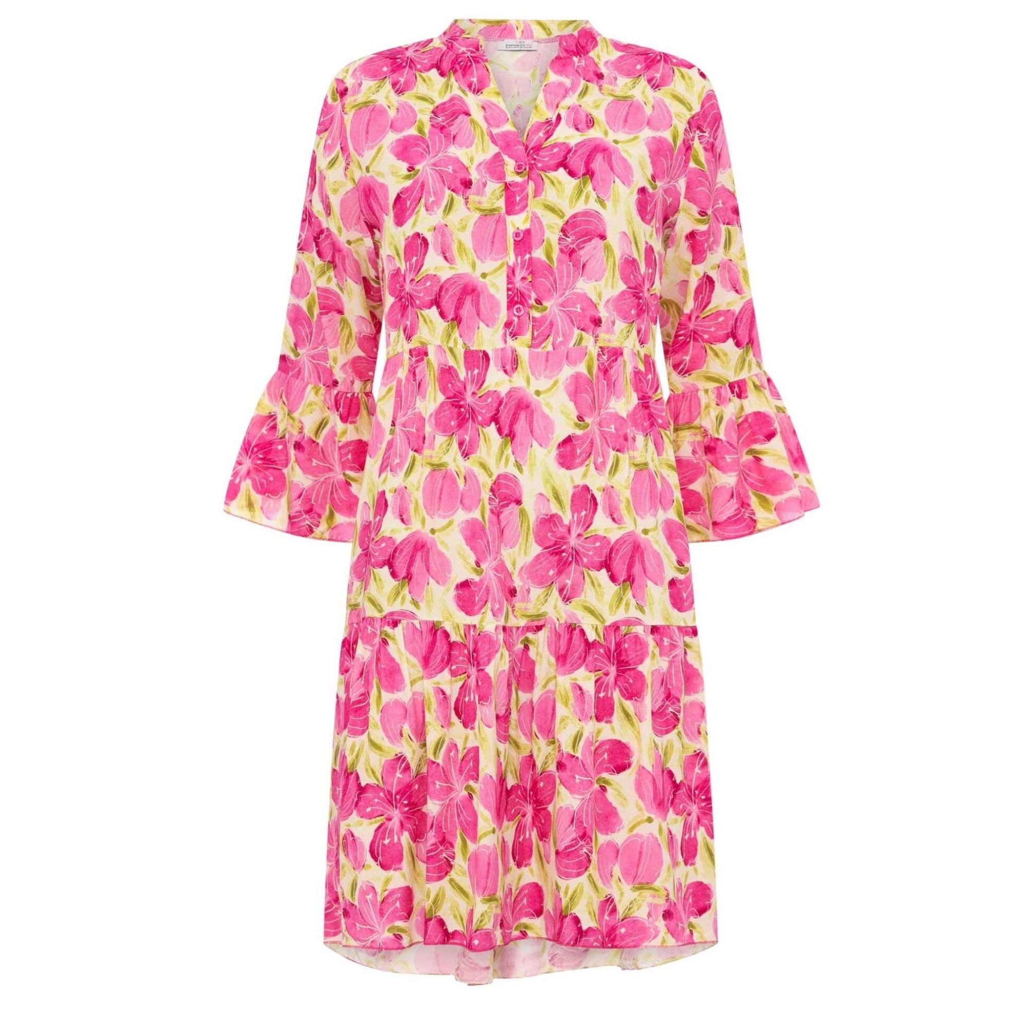Print Sommerkleid allover Kleid Zwillingsherz Sevilla Farbe pink