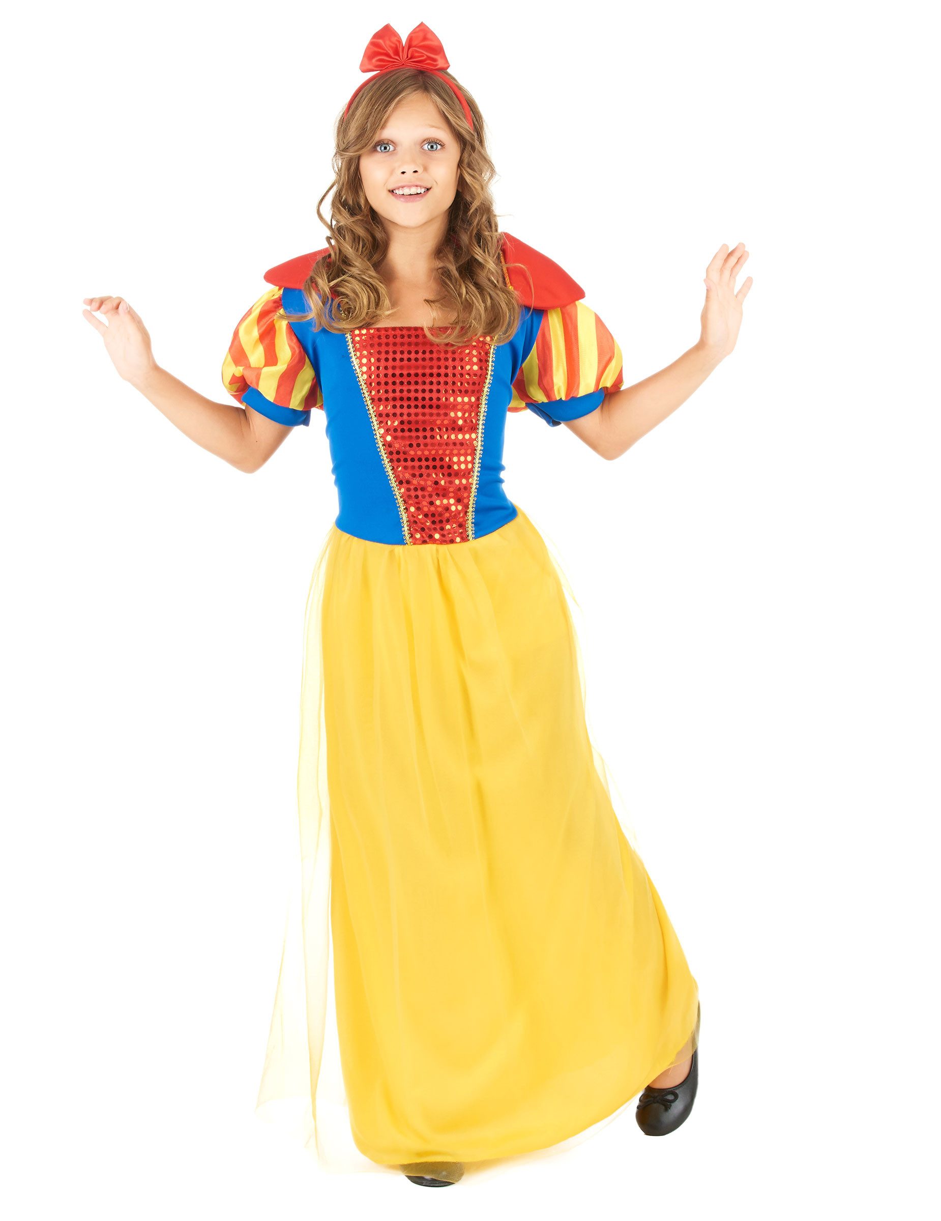 JADEO Kostüm Zauberhafte Märchen-Prinzessin Damenkostüm gelb-blau-rot