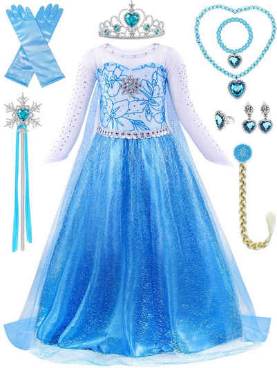 WaKuKa Prinzessin-Kostüm Elsa Mädchenkleid Weihnachtskostüme für Kinder