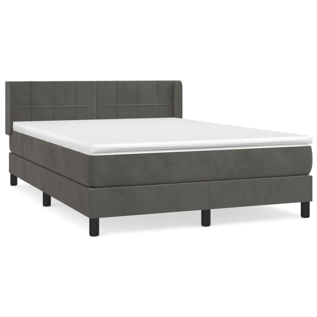 Boxspringbett 140 x 200 cm Boxspringbett mit Matratze Dunkelgrau 140x200 cm Samt Bet