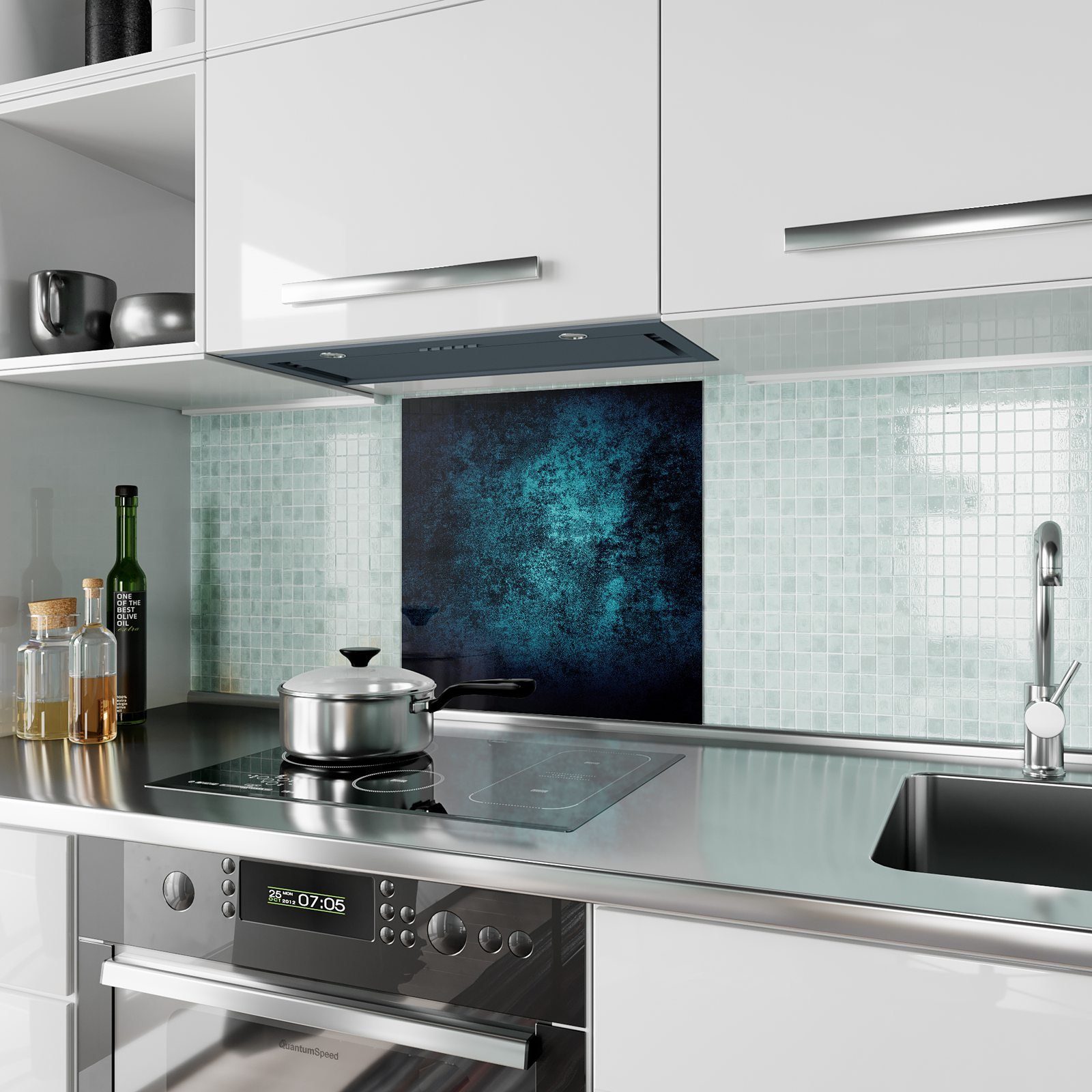 Küchenrückwand Glas Spritzschutz mit Küchenrückwand mit Wand Motiv Primedeco Strukturen
