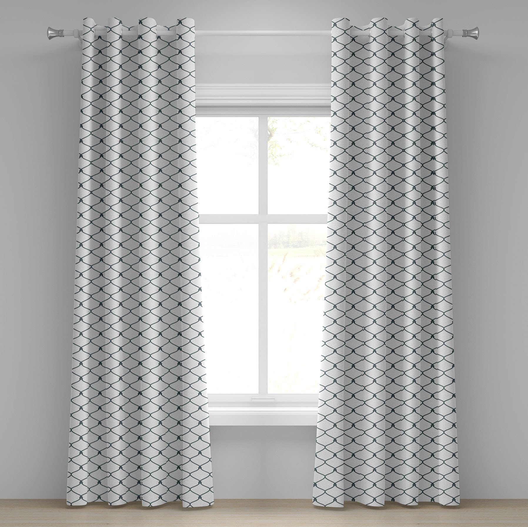 Gardine Dekorative 2-Panel-Fenstervorhänge für Schlafzimmer Wohnzimmer, Abakuhaus, Antiquität Kurvige wellige Formen