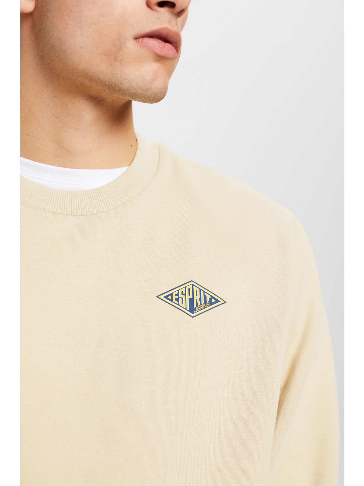 Esprit Sweatshirt Logoprint BEIGE mit Rundhals-Sweatshirt (1-tlg)