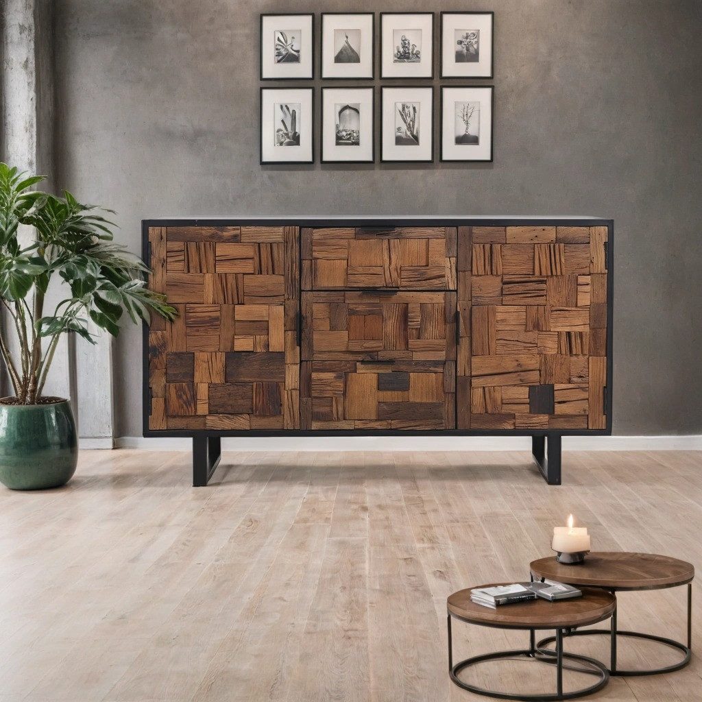 Marrakesch Orient & Mediterran Interior Sideboard Industrial Sideboard Adaline modern aus Massivholz Möbel massiv 157 cm (1 St), Handarbeit