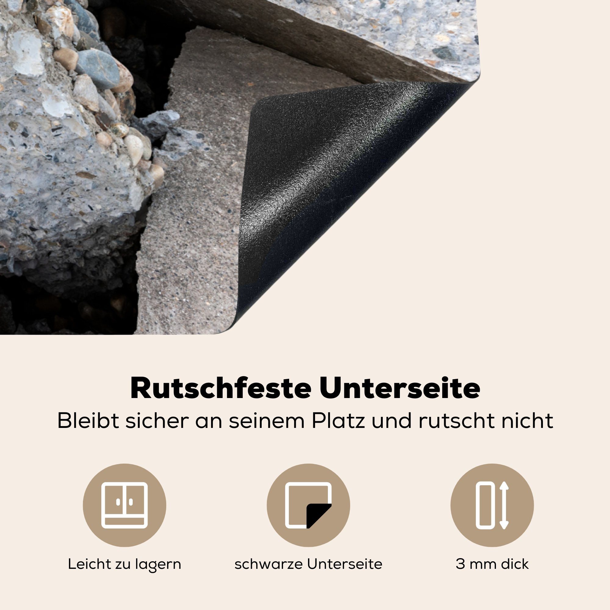 Induktionskochfeld cm, Herdblende-/Abdeckplatte Vinyl, MuchoWow küche, die Schutz - 81x52 Ceranfeldabdeckung für Beton (1 tlg), Steine,