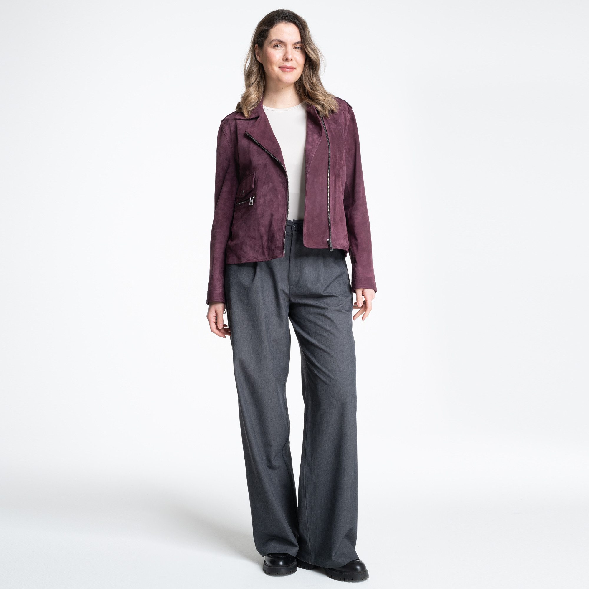 Mouflon Lederjacke Jenny 100% echtes Ziegenveloursleder