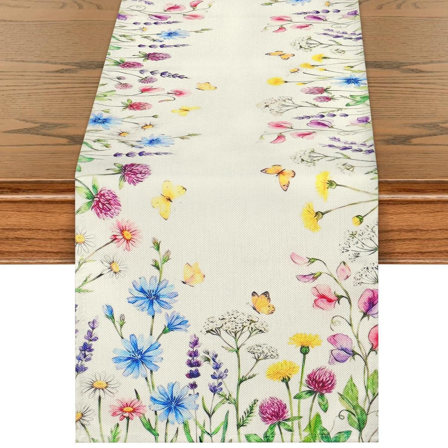 LuxusKollektion Tischläufer Tischläufer Blumen Vintage 32x180cm (1-tlg)