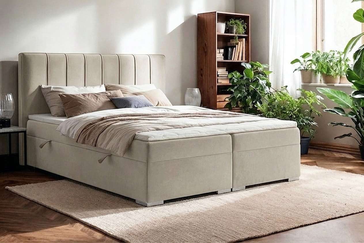 Home affaire Boxbett GALLIPOL mit Bettkästen, Matratze und Topper, Breite 140/160/180/200cm (Doppelbet mit Kopfteil), Stauraumbett mit Bonnell- oder Taschenfederkernmatratze (H2, H3)