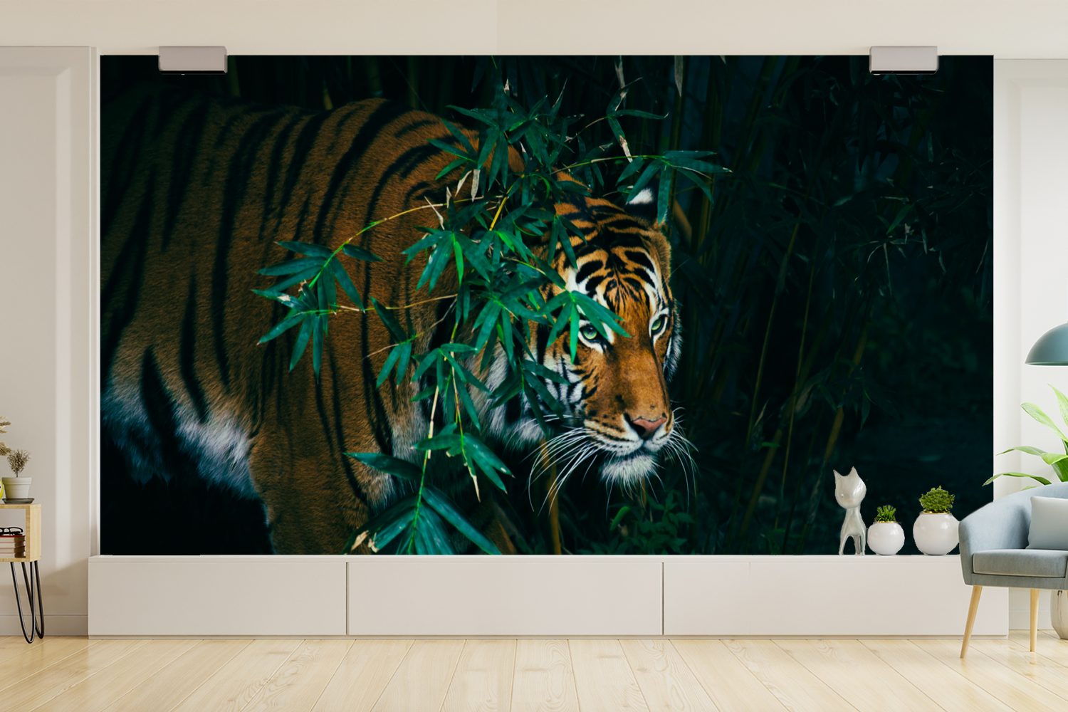 MuchoWow Wohnzimmer Dschungel, - Küche, St), bedruckt, für - Schlafzimmer Fototapete Tiger Tiere Vliestapete Fototapete Matt, (7