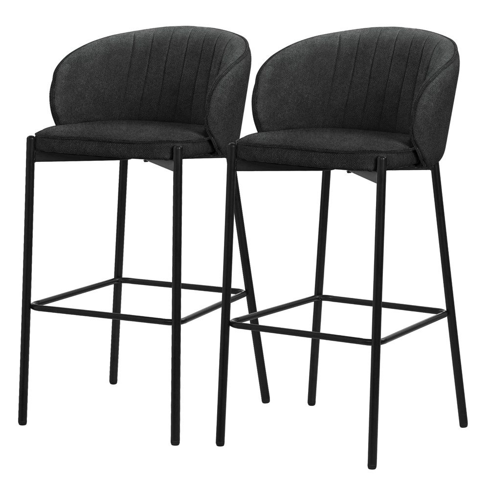 ML-DESIGN Barhocker Gepolsterter Barstuhl mit Metallgestell Rückenlehne und Fußstütze (2 St), Bistrohocker 2er Set Anthrazit Stoffbezug Tresenhocker Küchenhocker