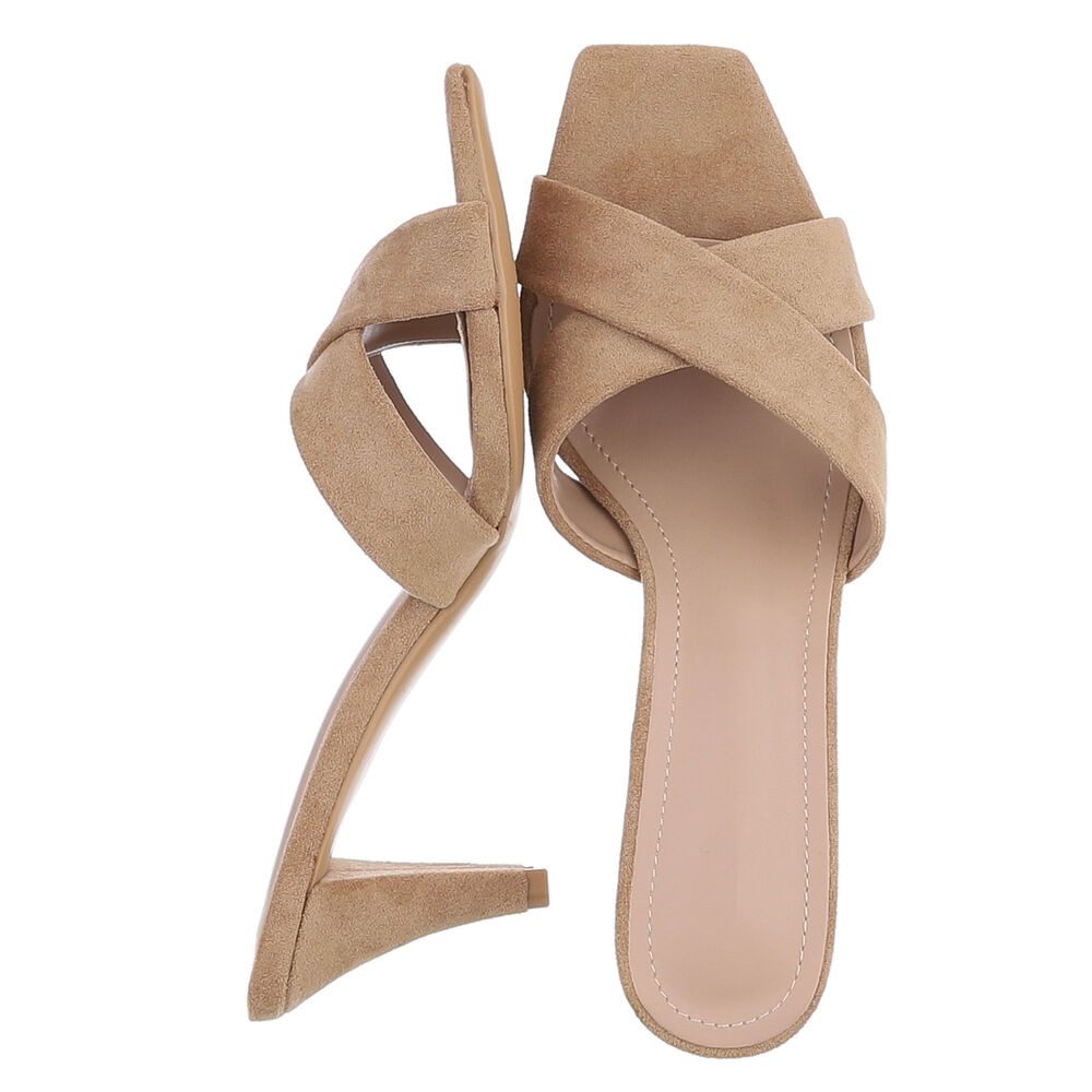 Ital-Design Damen Mules Pumps mit Stilettoabsatz und Riemen Pantolette (91895832) Pfennig-/Stilettoabsatz Sandalen & Sandaletten in Hellbraun – Bild 2 von 5