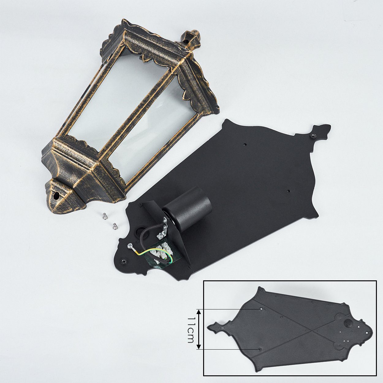 aus Braun-Gold/Klar, antikem ohne Wandlampe E27, hofstein m. Leuchtmittel, Metall/Glas Außen-Wandleuchte Außenleuchte »Viano« in in Look Wandleuchte