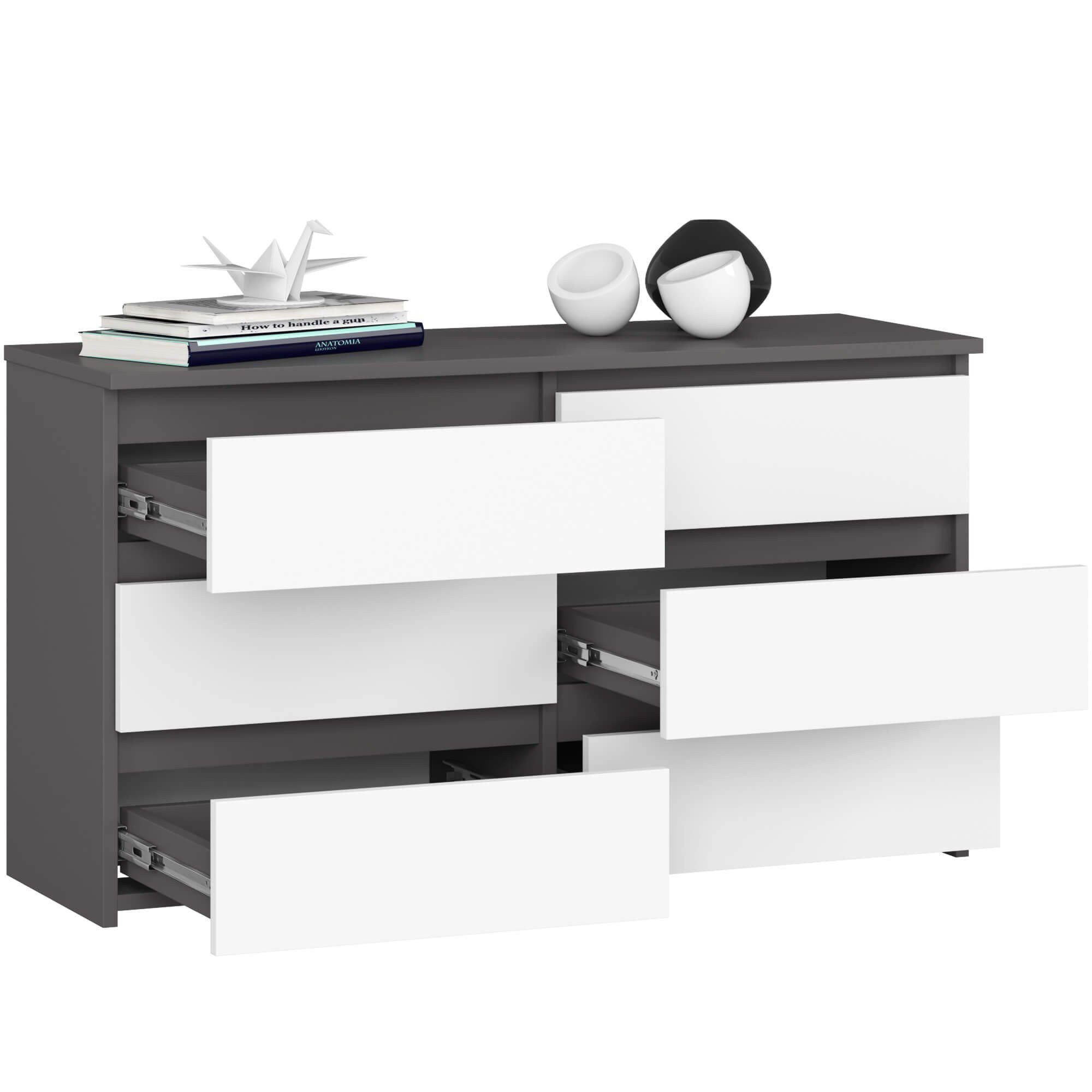 Raumhirsch Furniture Kommode Elegante Kommode in graphitgrau - Praktisches Sideboard - 6 Schubladen, (viele Farbvarianten - Maße: 100 x 57 x 35 cm) - Hochwertig & stabil