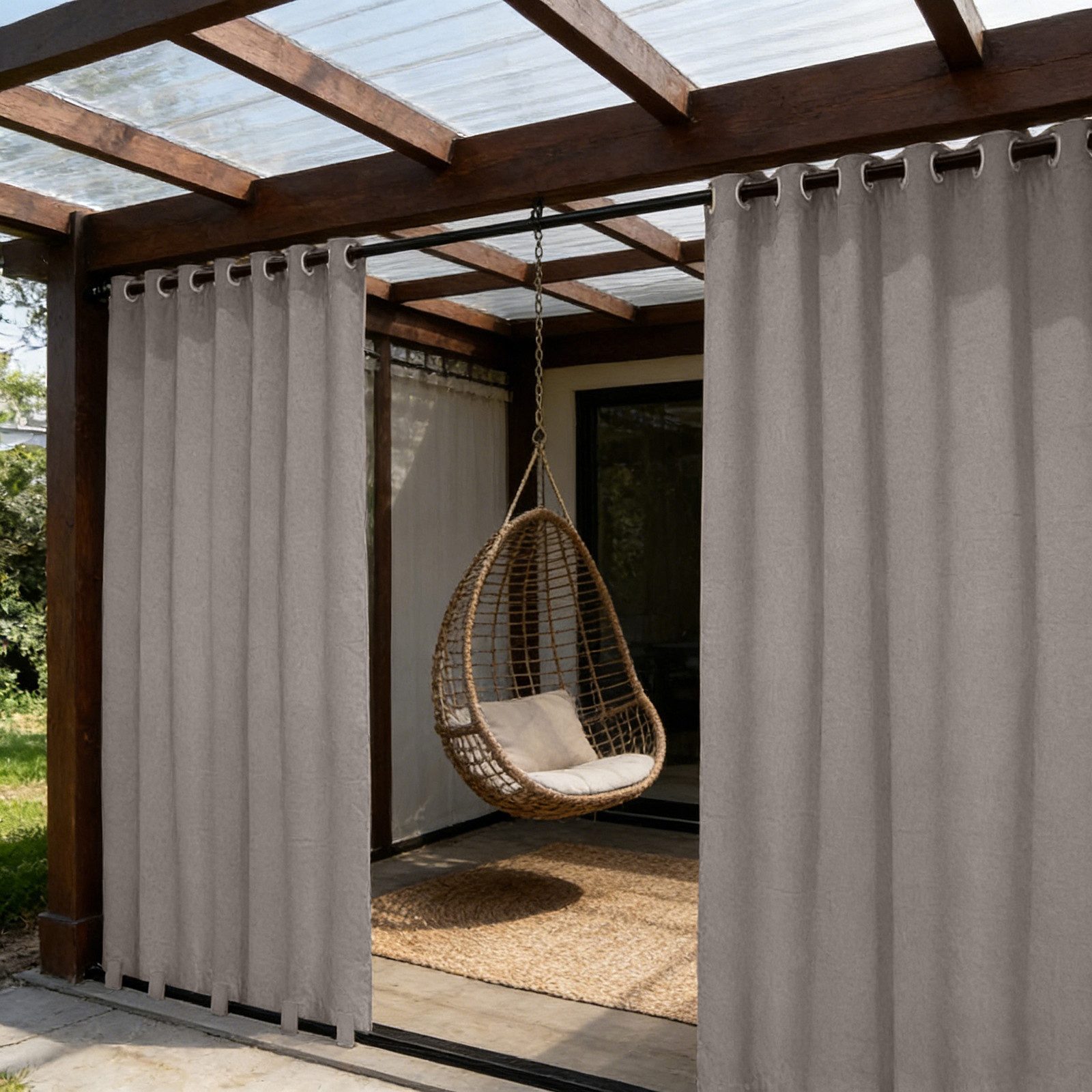 Sunicol Outdoorvorhang Wetterfest 100% Blickdichte Gardinen mit Ösen Sonnenschutz Sichtschutz (2 St), Extra breit Winddicht Terrasse Vorhänge für Pavillon/Balkon