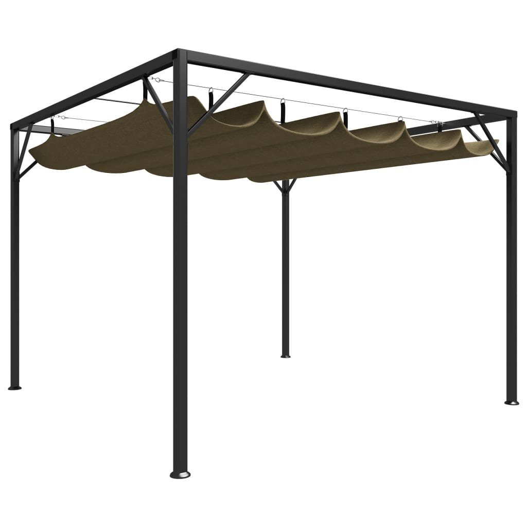 vidaXL Partyzelt Gartenpavillon mit Ausziehbarem Dach 3x3 m Taupe 180 g/m²