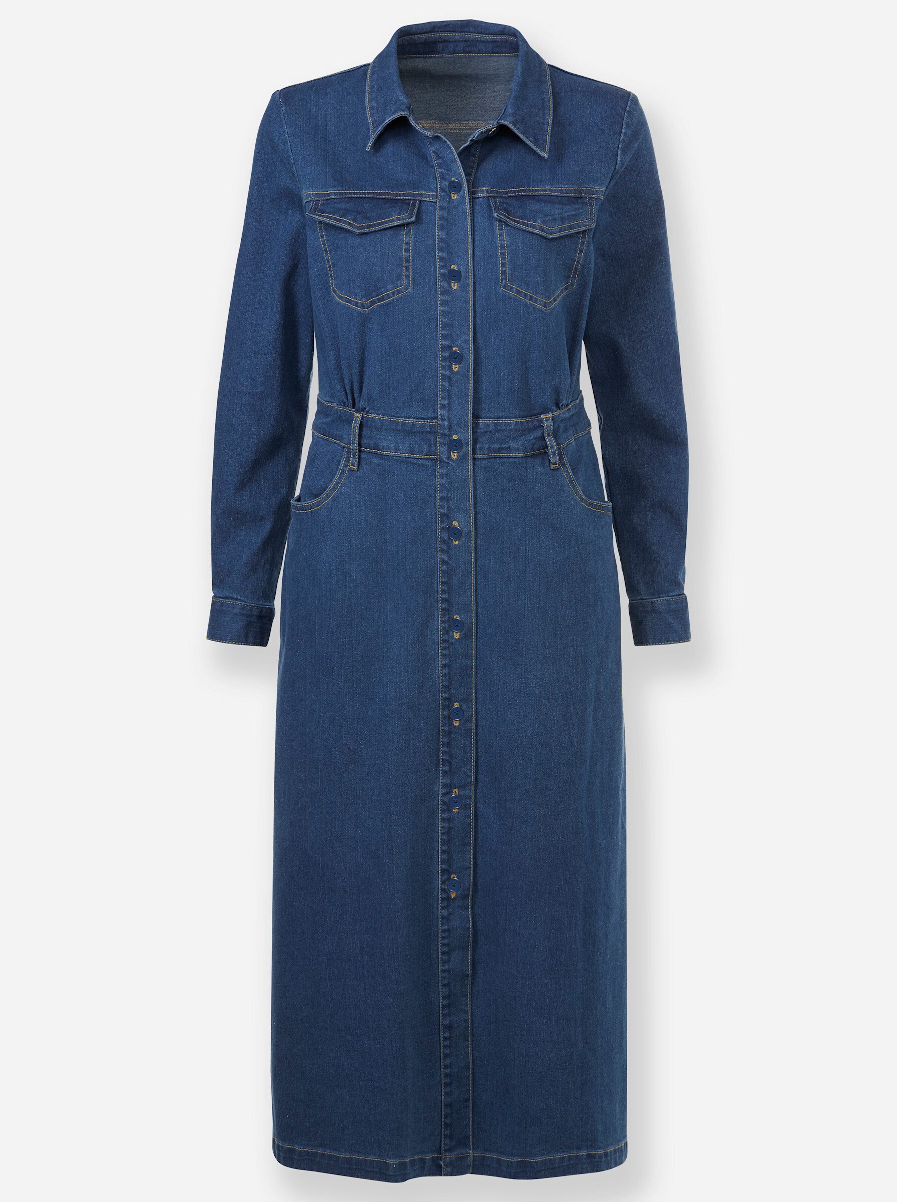 Etuikleid Jeans-Kleid Langarm