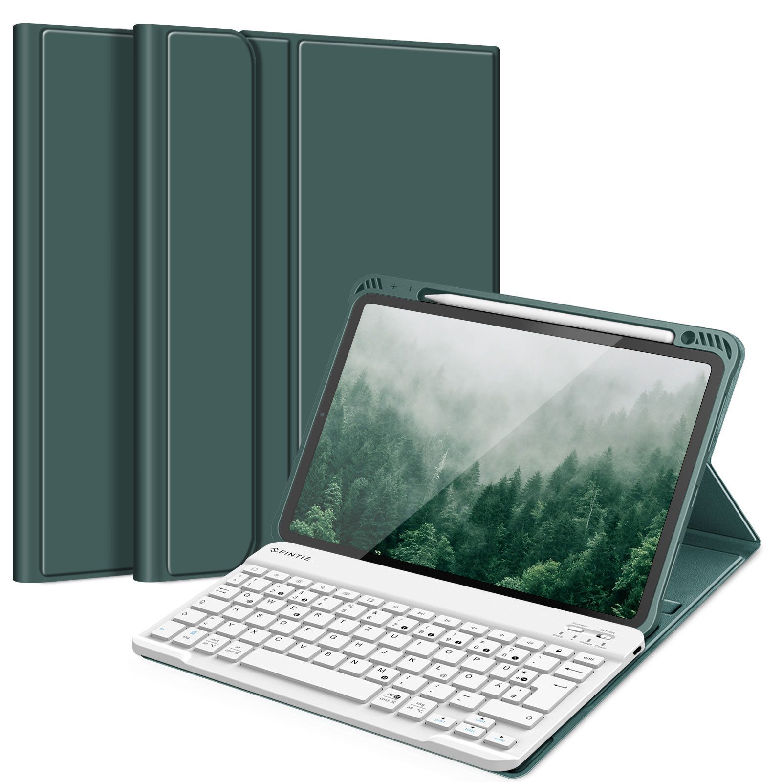 Fintie Tablet-Hülle für iPad Air 11'' M4/M3/M2(2026/2025/2024), iPad Air 5/4 Gen 2022/2020 10,9 Zoll, mit magnetisch abnehmbarer Tastatur, TPU Rückschale mit Stifthalter
