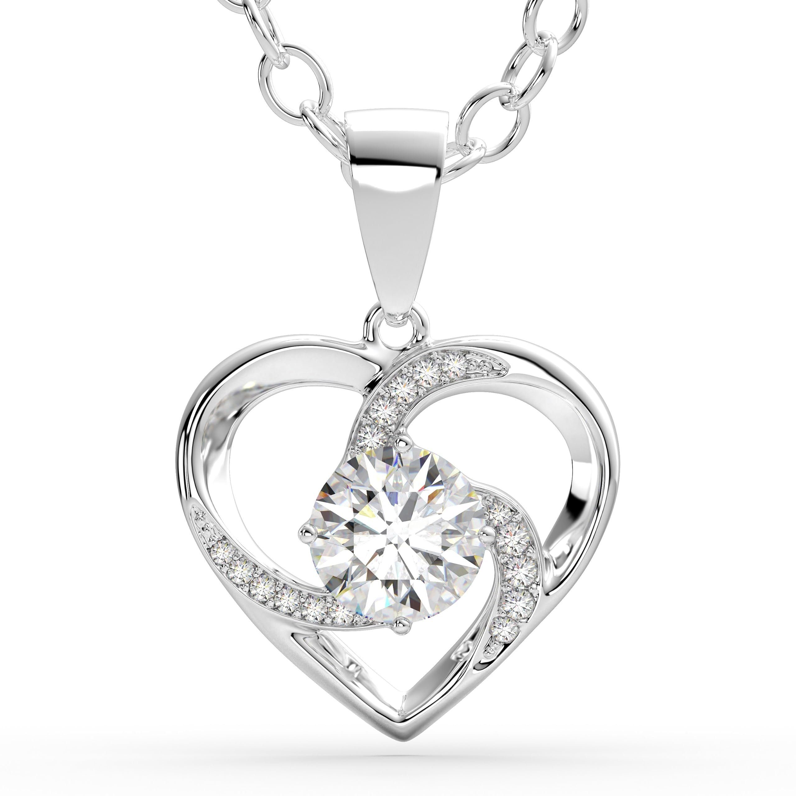 Herzkette Halskette Damen 925 Silber, Halskette mit Anhänger, Kette Damen