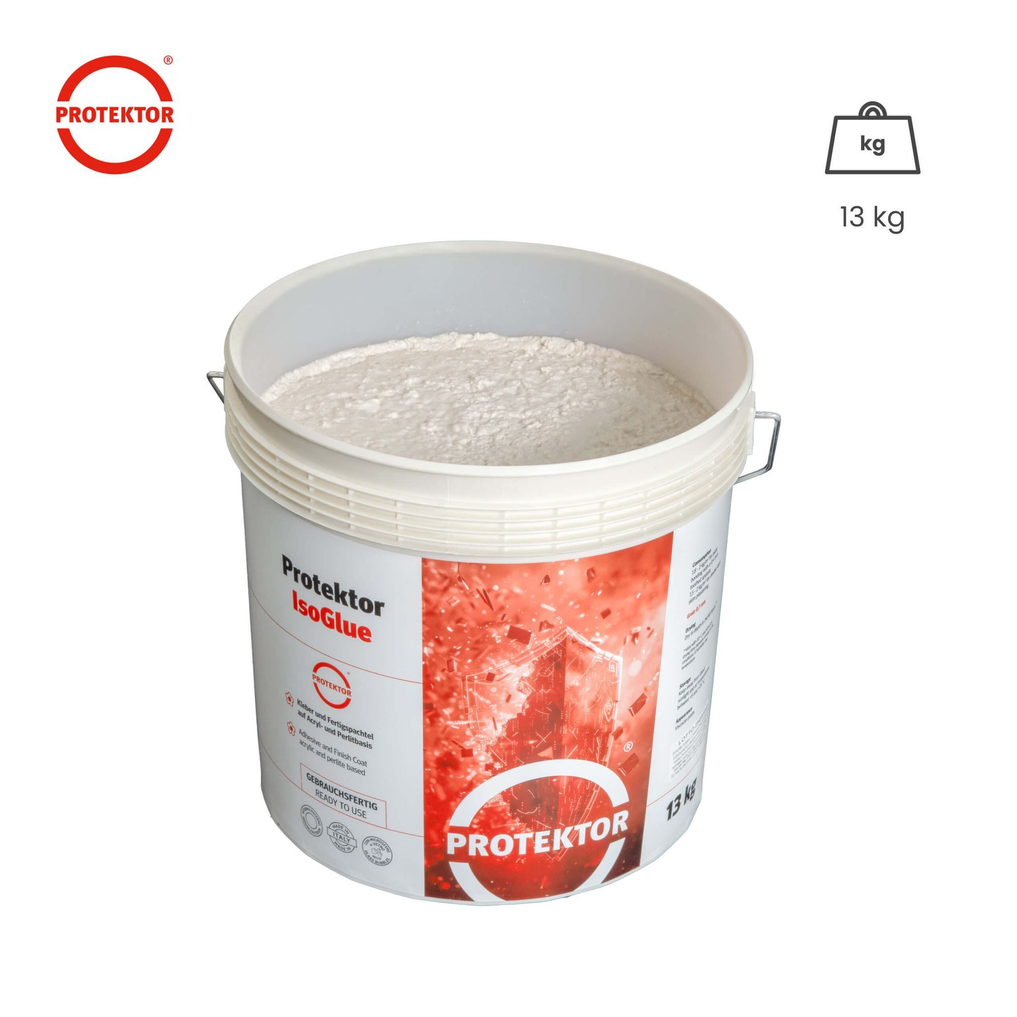 PROTEKTOR Dämmunterlage Innendämmung, (Leichtspachtelkleber Wärmedämmung 13 kg Eimer, 1-St), Schimmel- & Feuchtigkeitsschutz, atmungsaktiv, energieeffizient