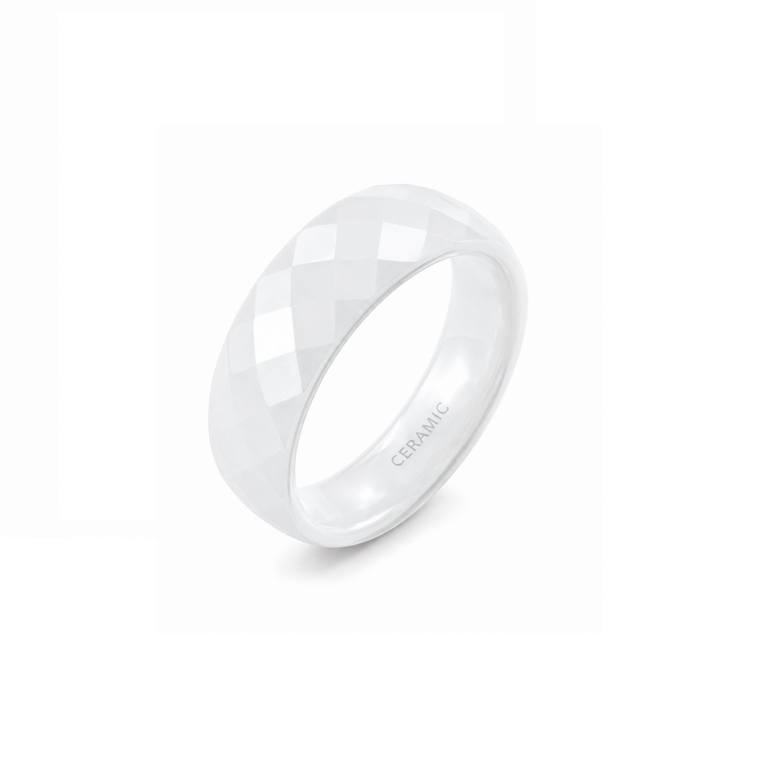 Partnerring Ceramic facettiert weiß glänzend