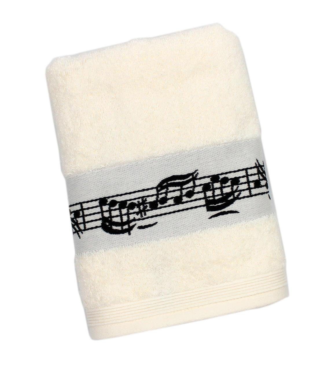 Handtuch Notenmotiv für creme, Handtuch mugesh Musiker
