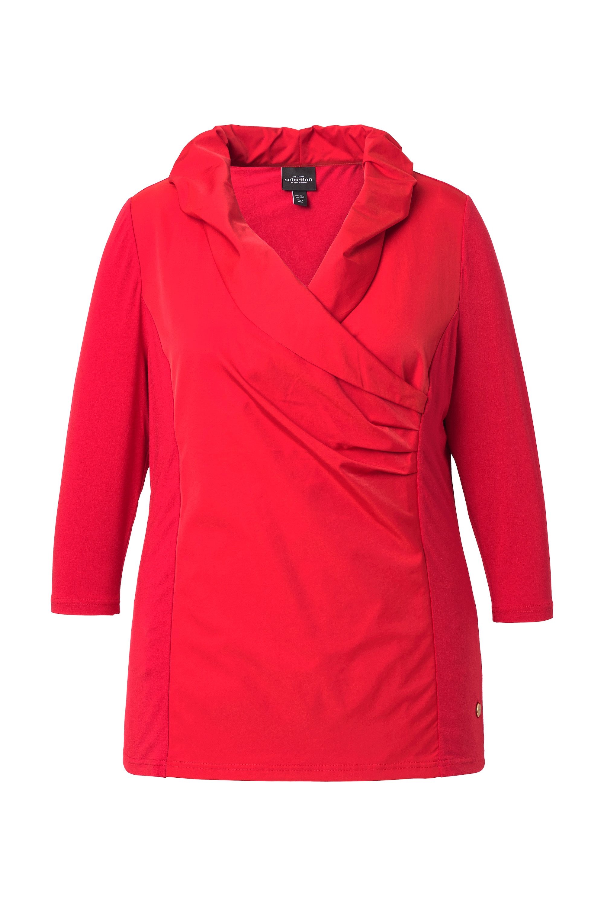 Ulla Popken T-Shirt Shirt Taft-Kragen Classic V-Ausschnitt 3/4-Arm günstig online kaufen