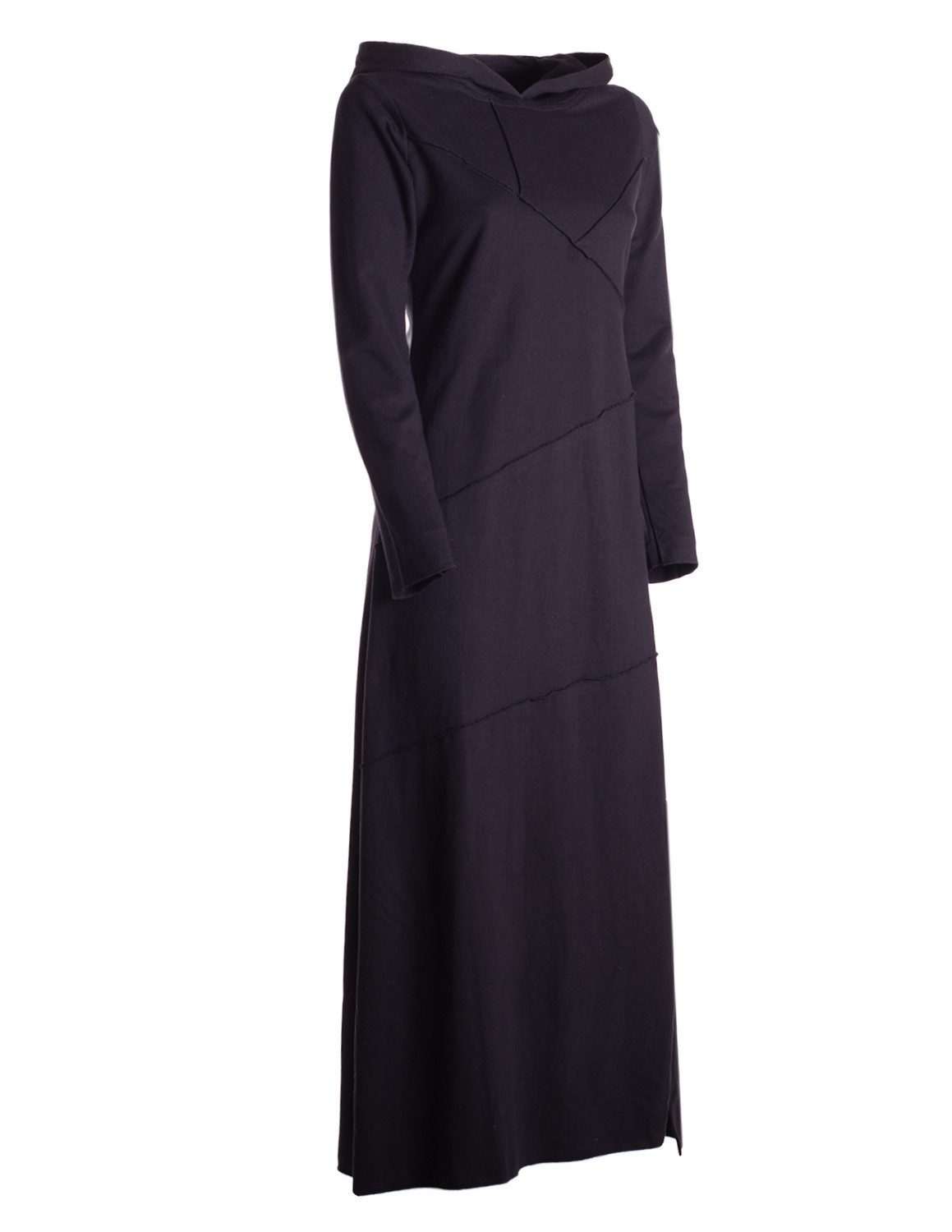 Vishes Maxikleid Damen knöchellanges Kleid Baumwolle Patchwork Design Kapuz günstig online kaufen