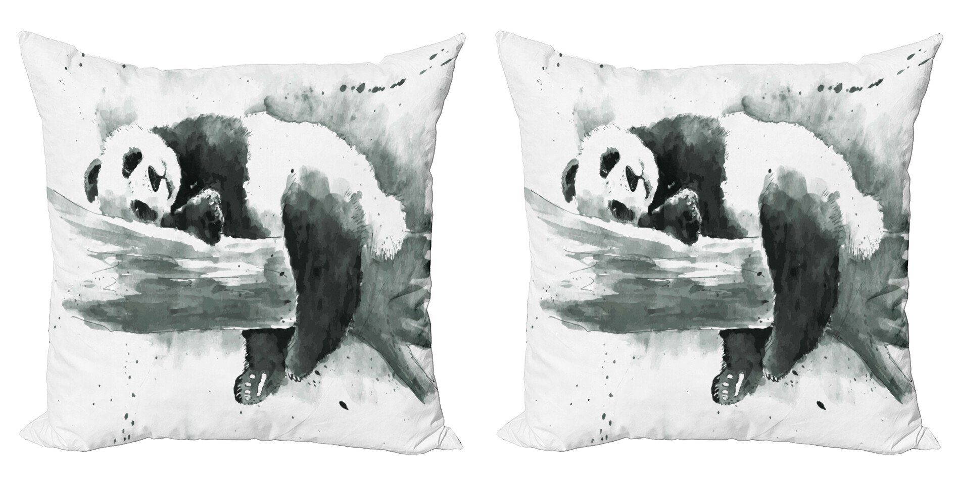 Kissenbezüge Panda und weiß Schwarz Modern Digitaldruck, Stück), Accent (2 Sleeping Doppelseitiger Abakuhaus