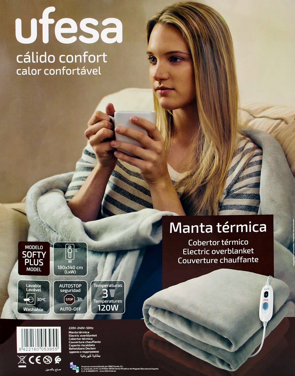 Ufesa Heizdecke Ufesa Softy Plus elektrische Heizdecke/Wärmedecke 180x140cm