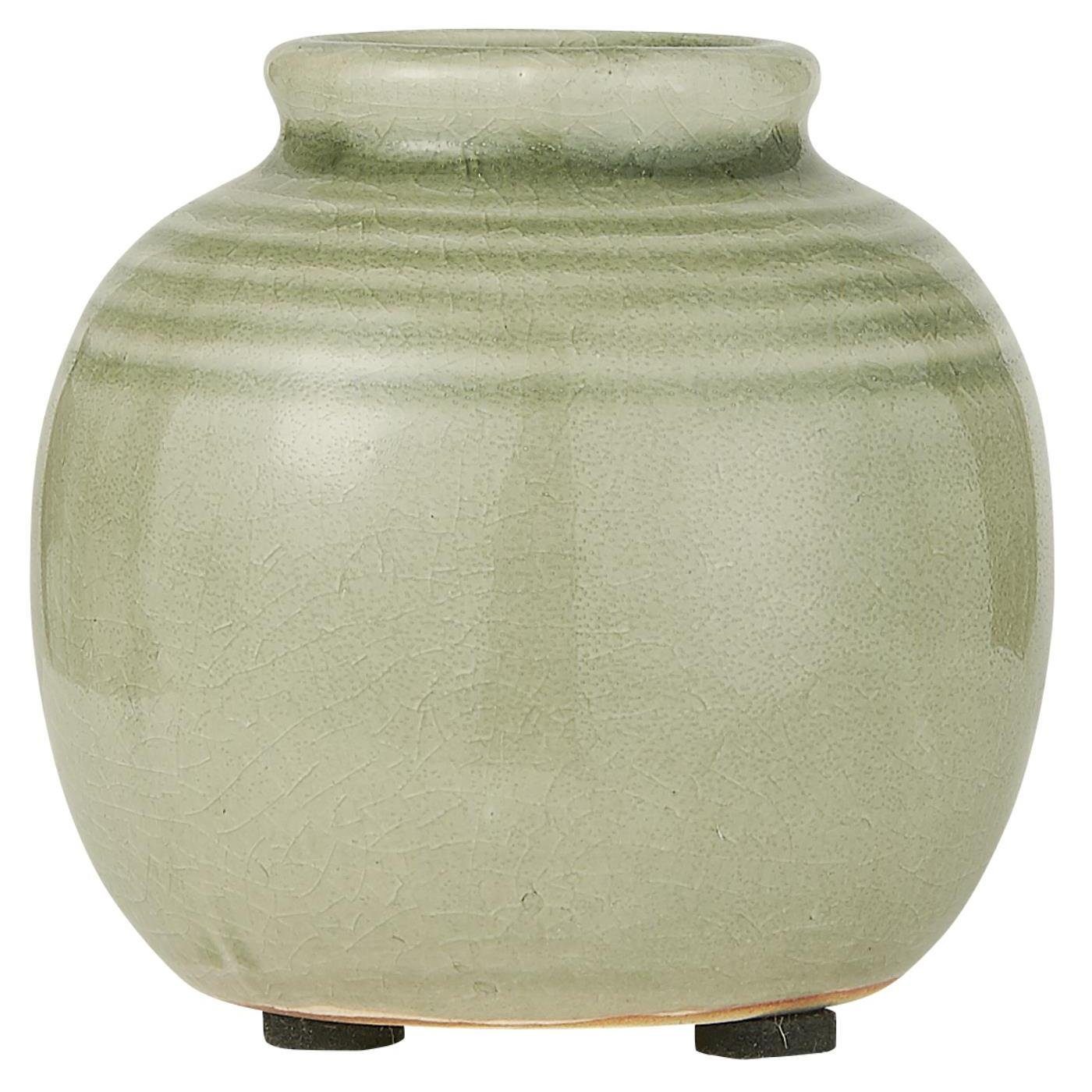 Ib Laursen Dekovase Ib Laursen Vase mini Yrsa mit Rillen staubig grün graugrün