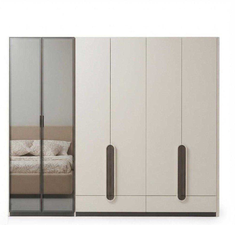 Xlmoebel Kleiderschrank Kleiderschrank Beige Holz Metall Glas Modern Design Stauraum Flur (1-St., 1-tlg)