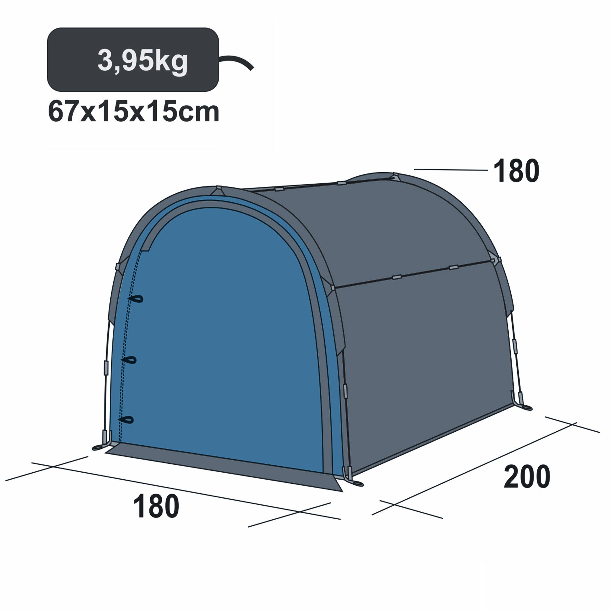yourGEAR Gerätezelt yourGEAR Zelt Vento 200x180x180cm Gerätezelt Fahrradzelt 5000mm