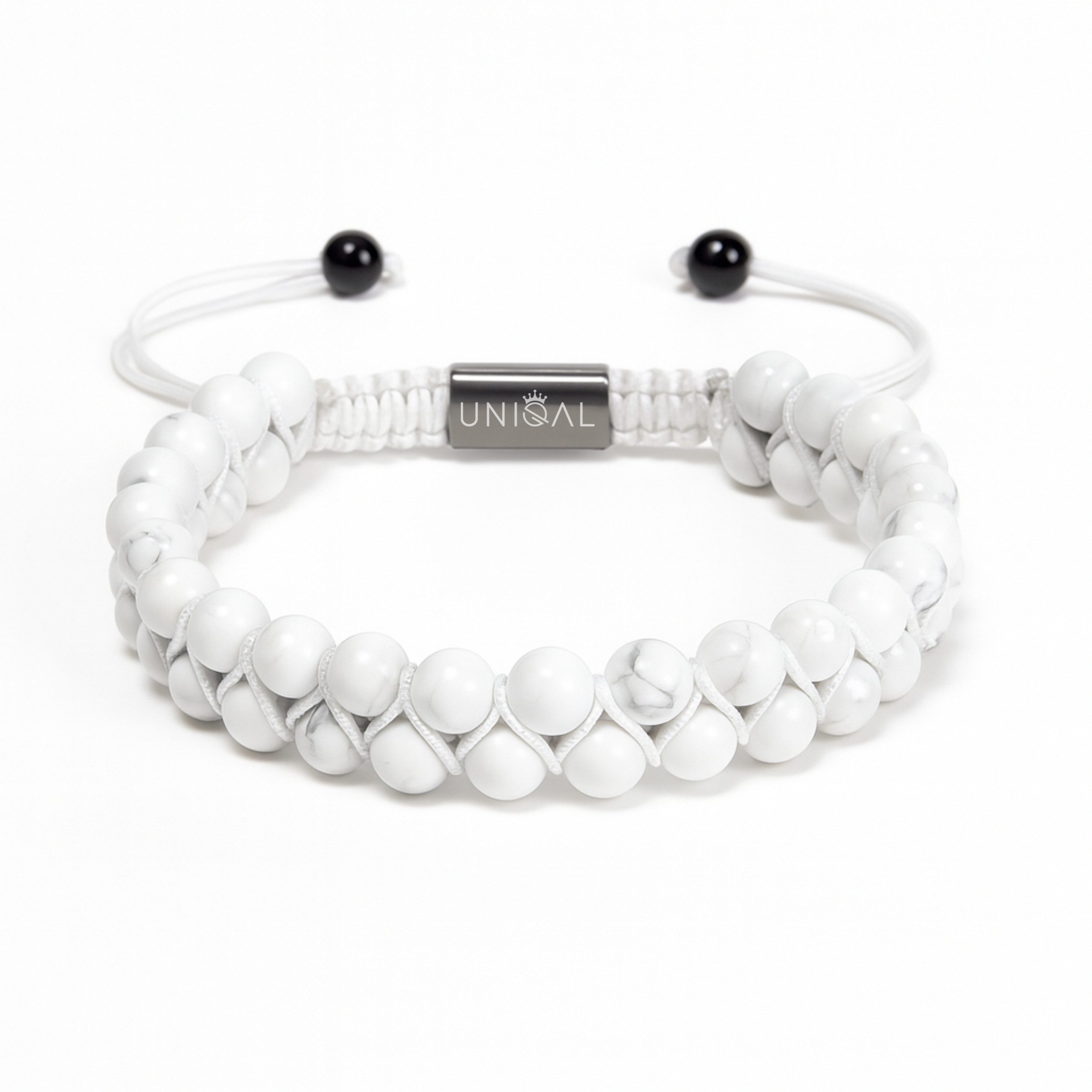UNIQAL.de Perlenarmband Perlenrmband "UNIQAL" Naturstein, Heilstein, verstellbar, zweireihig (Edelstahl, Naturstein, Casual Style, Heilstein, handgefertigt)