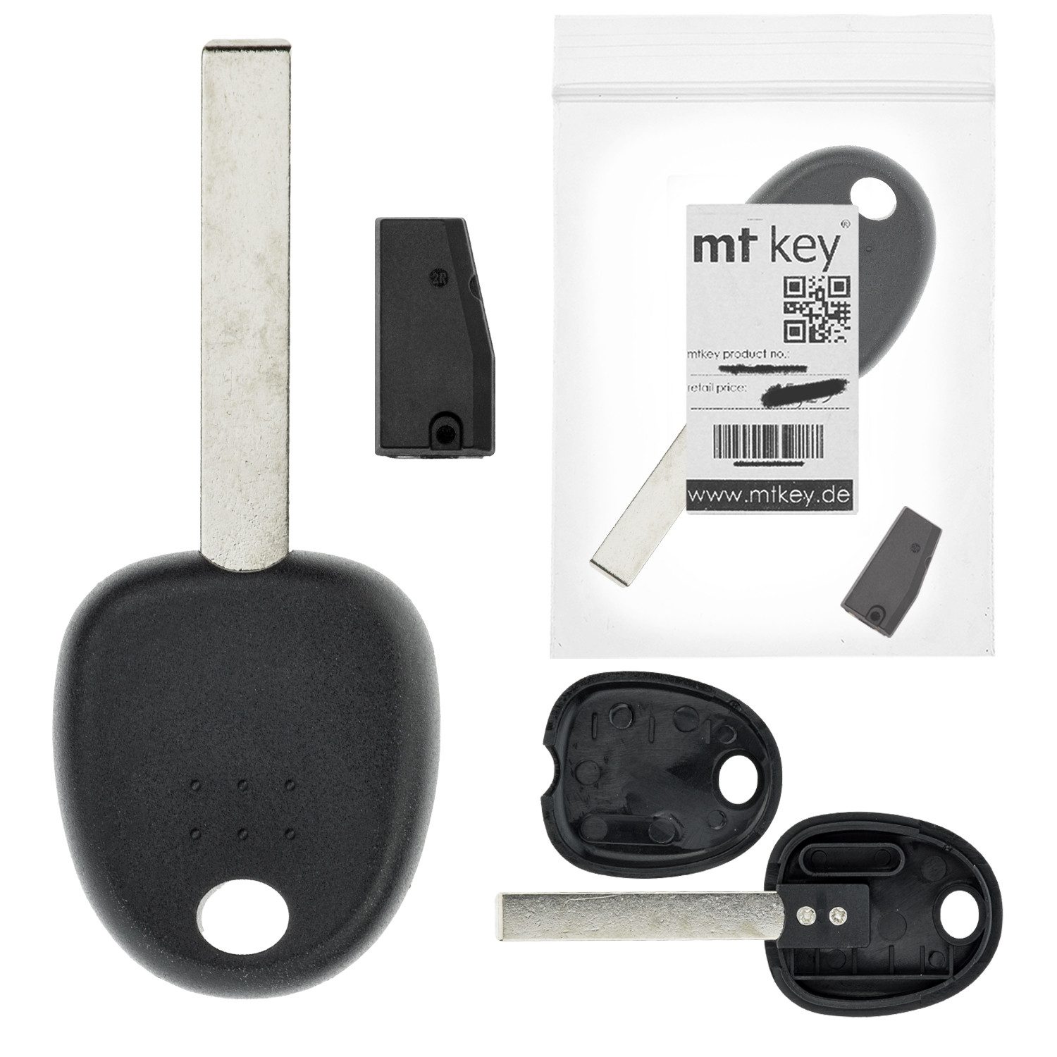 mt-key Schlüsseltasche Auto Zünd Schlüssel Rohling HU134 + ID46 Transponder (Set), für Kia Venga (09-14)