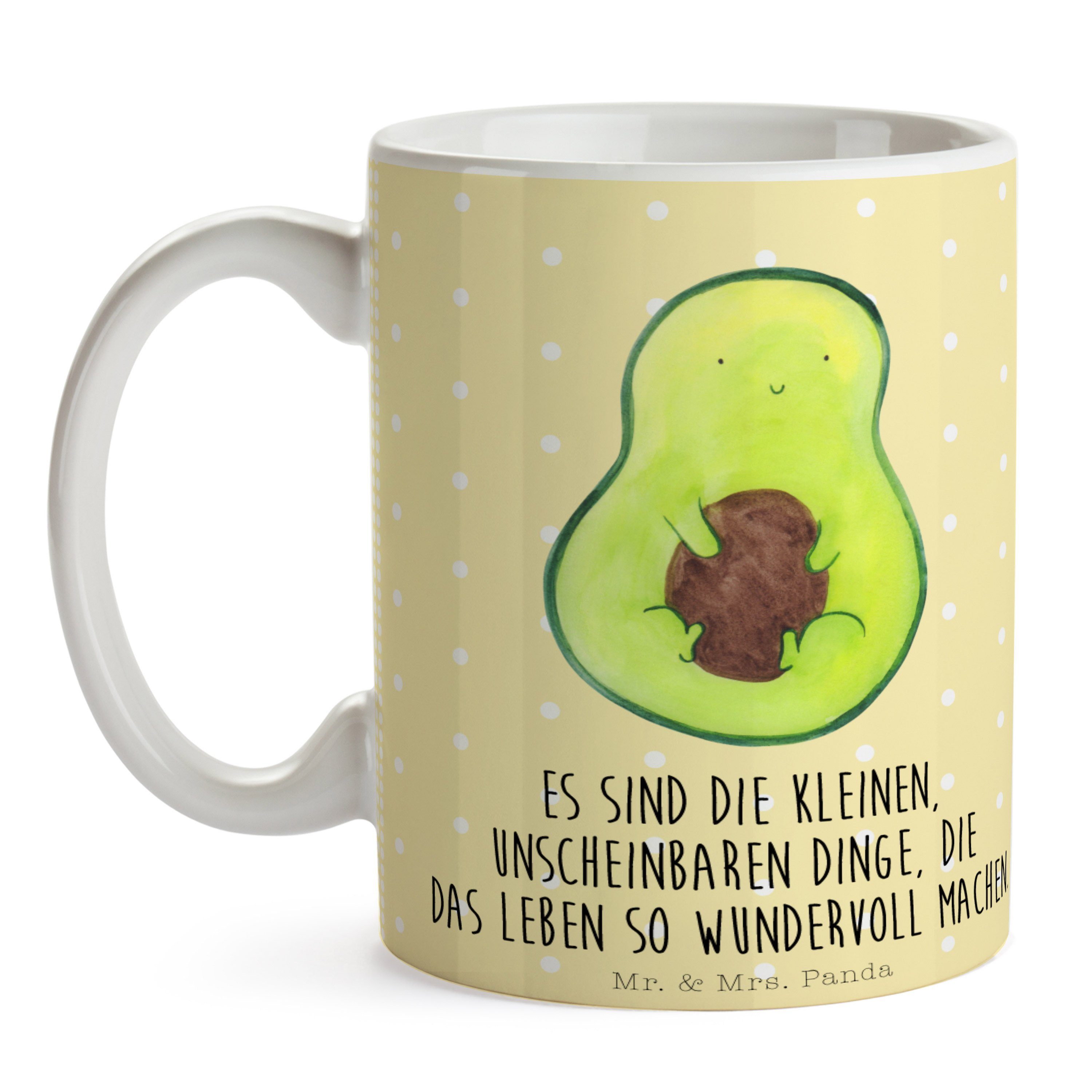 Mr. & Mrs. Panda Tasse - Avocado Gelb Geschenk, Keramik Kaffeebecher, Pastell Kaffeetasse, - Kern mit