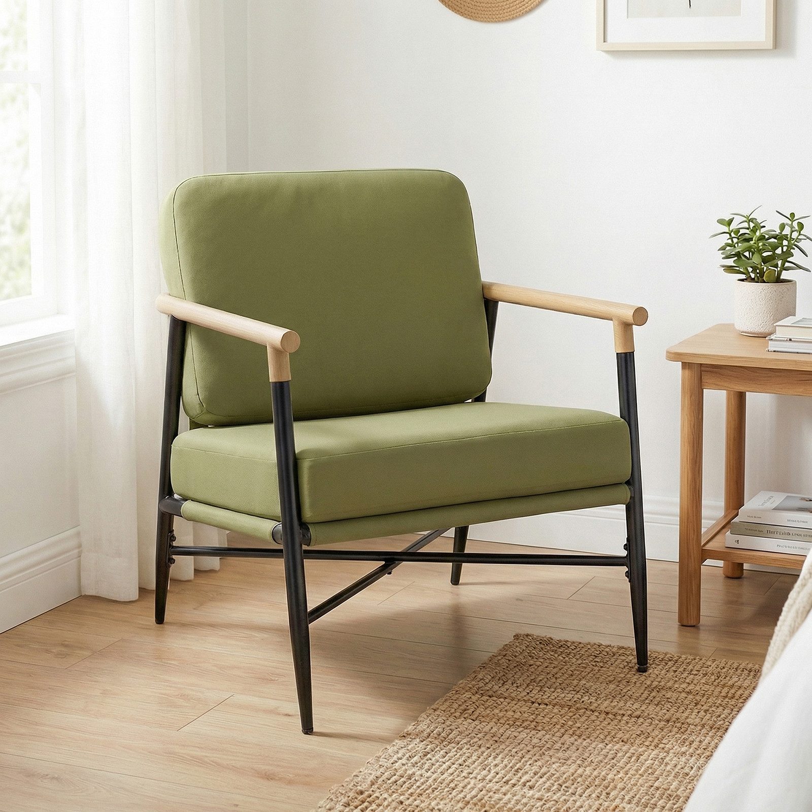 COSTWAY Relaxsessel, Gepolsterter Loungesessel mit Armlehnen, Rückenkissen