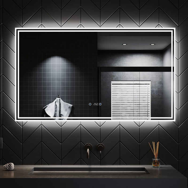 SONNI Дзеркало для ванної кімнати mit Beleuchtung, 120 x 70, Bluetooth-Lautsprecher, Anti-Beschlag-Funktion, LED-Anzeige