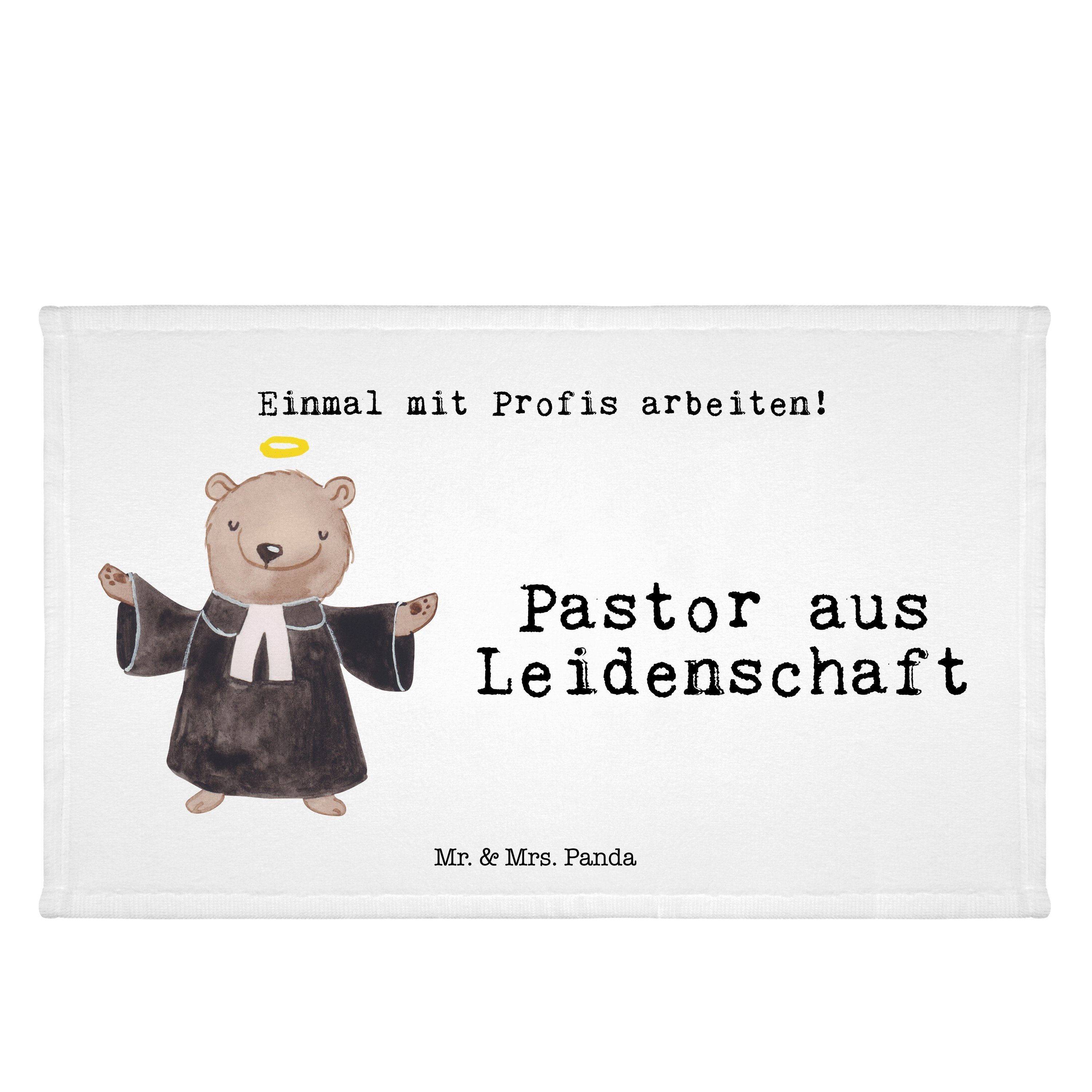 Mr. & Mrs. Panda Handtuch Pastor aus Leidenschaft - Weiß - Geschenk, Rente, Sport Handtuch, The, (1-St)