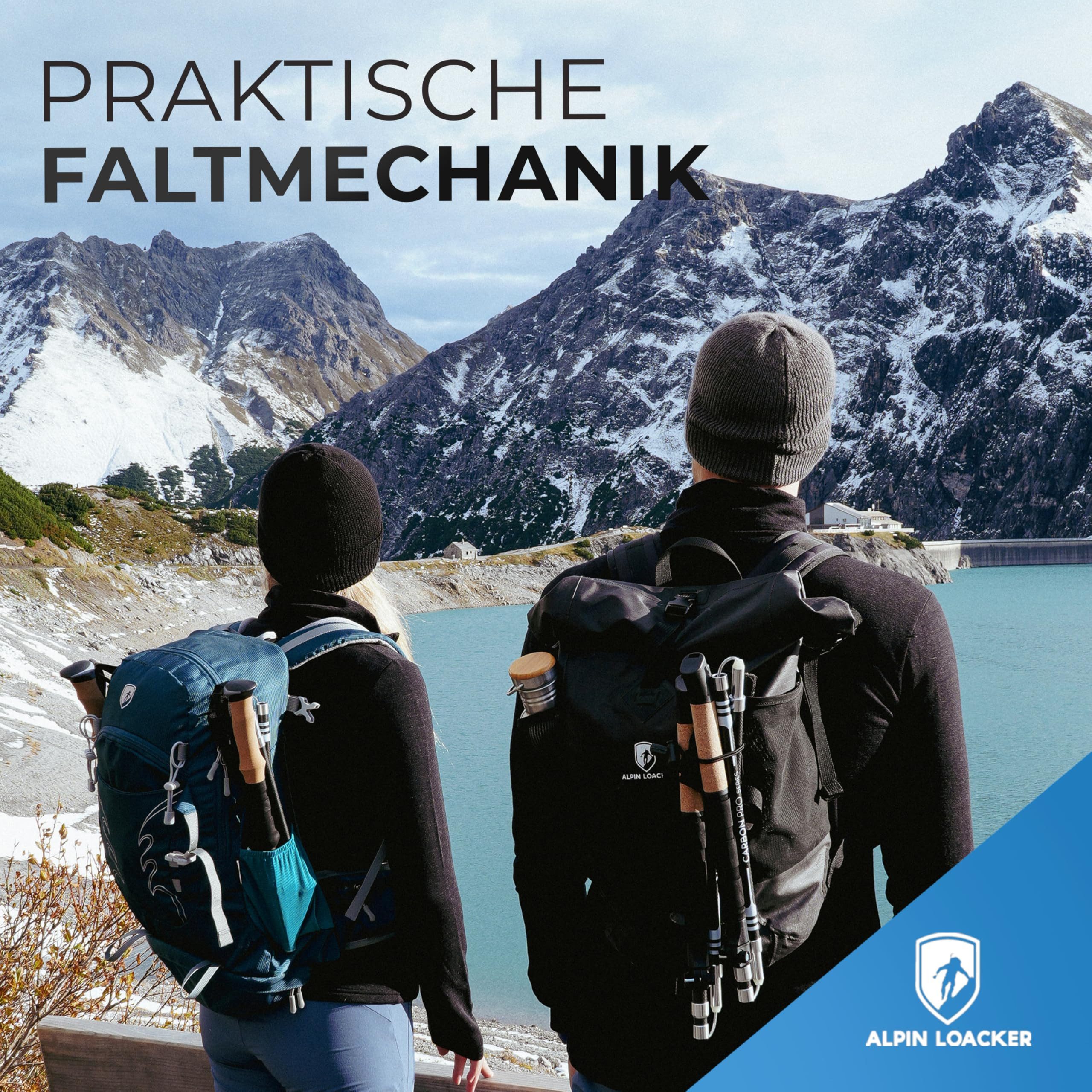 Alpin Loacker Wanderstöcke Leichte Trailrunning Stöcke faltbar aus Carbon (Hochwertige Teleskop Trekkingstöcke für Outdoor und Bergsport), Damen & Herren