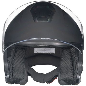 rueger-helmets Motorradhelm RF-586 Bluetooth Jethelm Motorradhelm Jet Motorrad Roller Bobber Helm ruegerRF-586 COM MATT XS