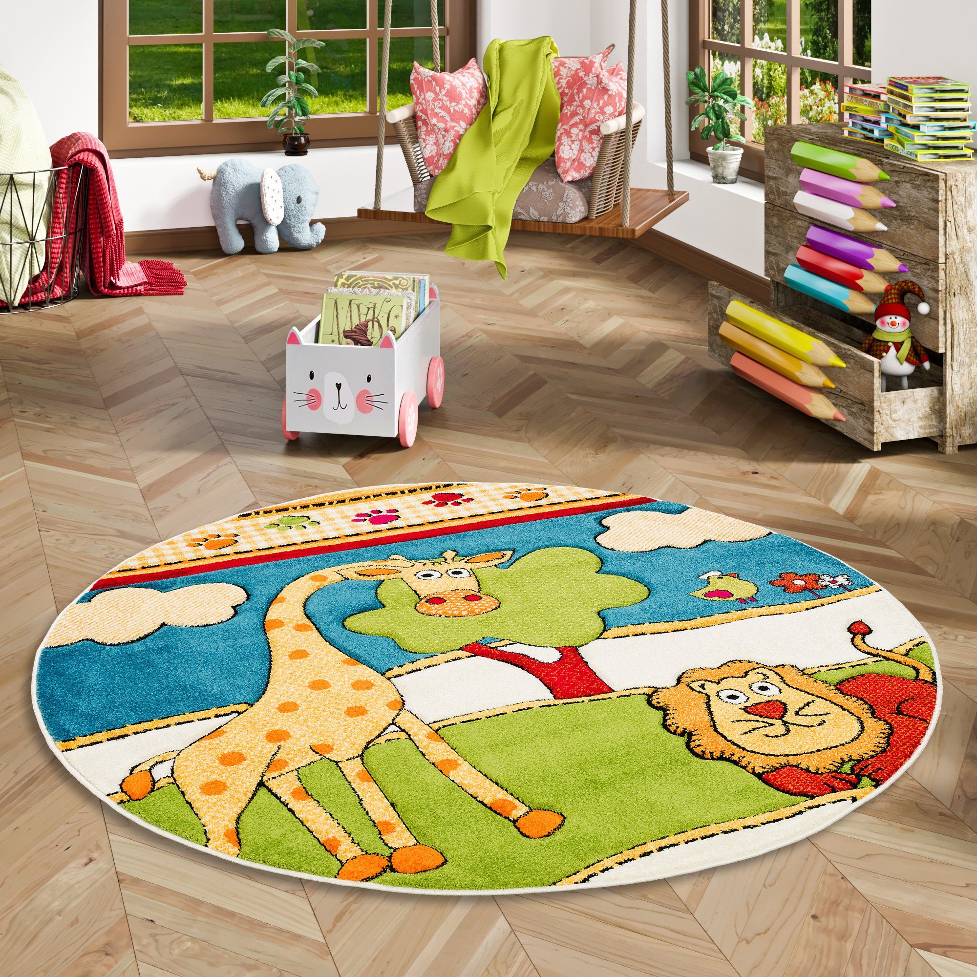 Pergamon Kinderteppich Kinder Teppich Savona Kids Lustige Zoowelt Rund, Rechteckig, Höhe: 13 mm