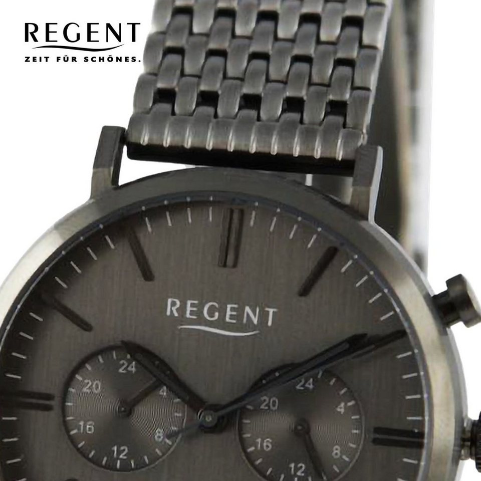 Regent Herren 41mm), Quarzuhr Uhrzeit Armbanduhr Analog, groß Metallarmband, extra Herren rund, Regent (ca. Armbanduhr