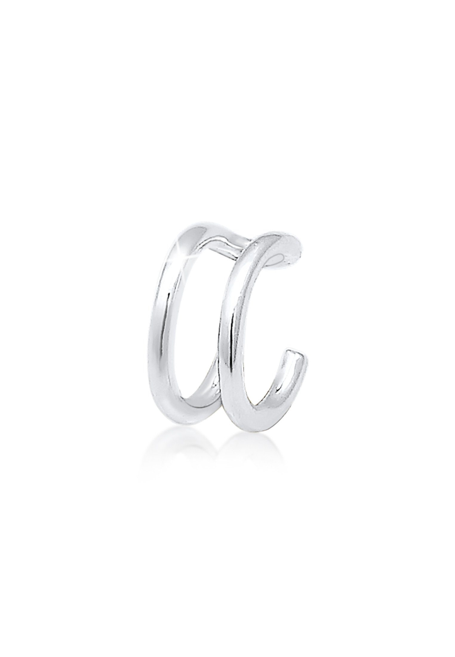 Elli Orecchino Singolo A Clip Earcuff Con Sfere In Argento 925 - Gioiello Minimal, Senza Foro - Fatto A Mano, Larghezza 2mm