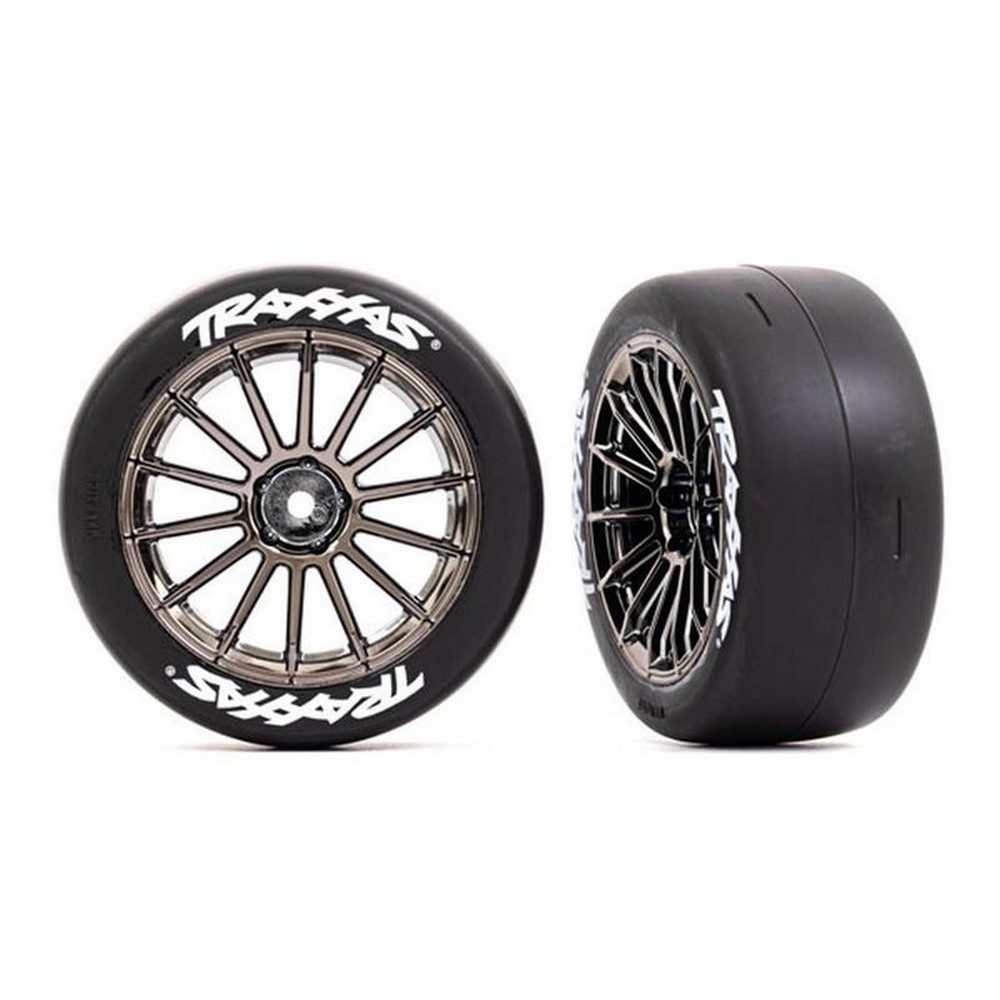 Modellbausatz Response 2.0 Reifen auf Felgen schwarz-chrom vorne (2) TRX-9374R