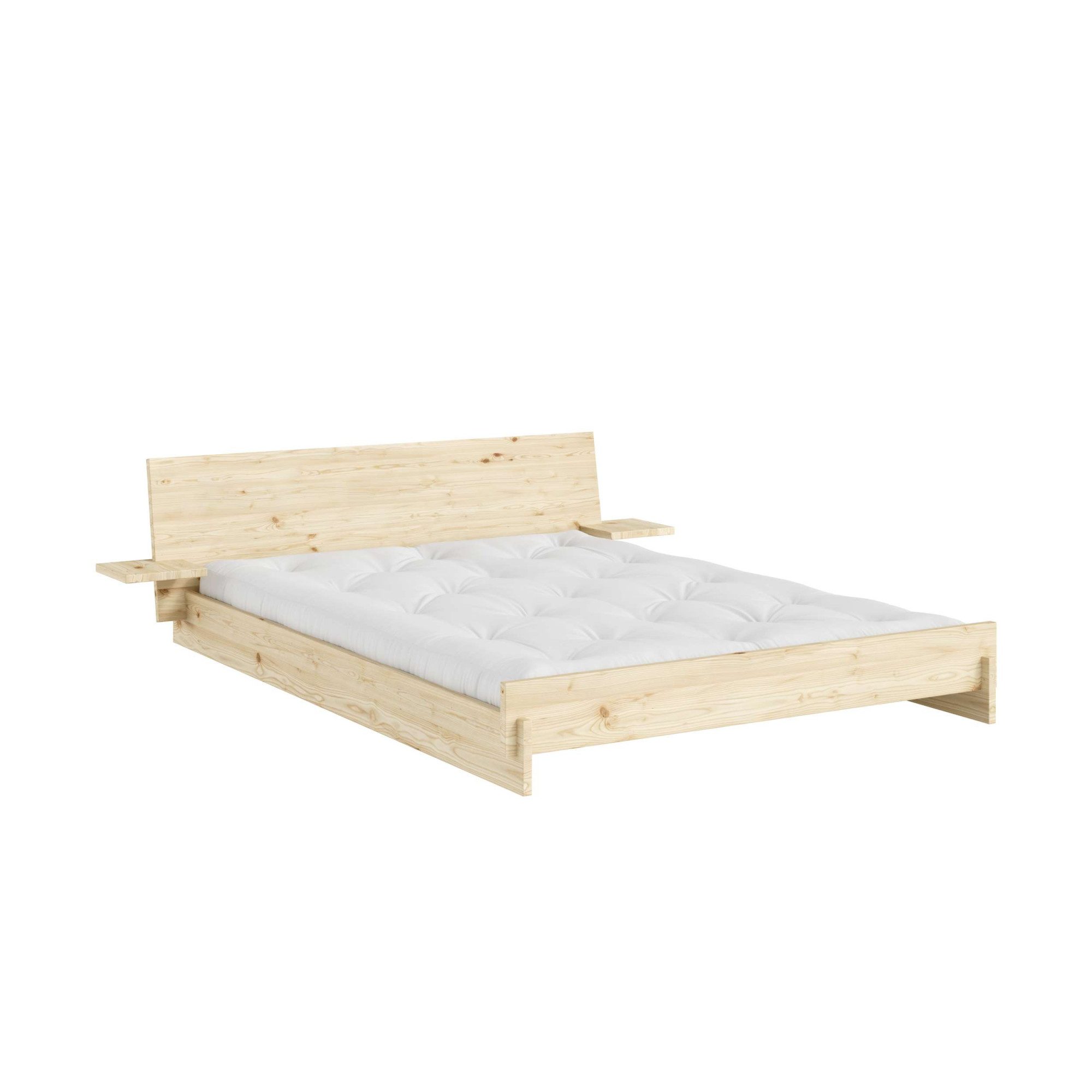Karup Design Bettgestell Latch Bed mit Kopfteil, FSC®-zertifiziertes Massivholz, Made in Europe (in den Breiten 140cm, 160cm und 180cm), mit 2 Ablagen, inklusive Lattenrost, ohne Matratze, massive Qualität